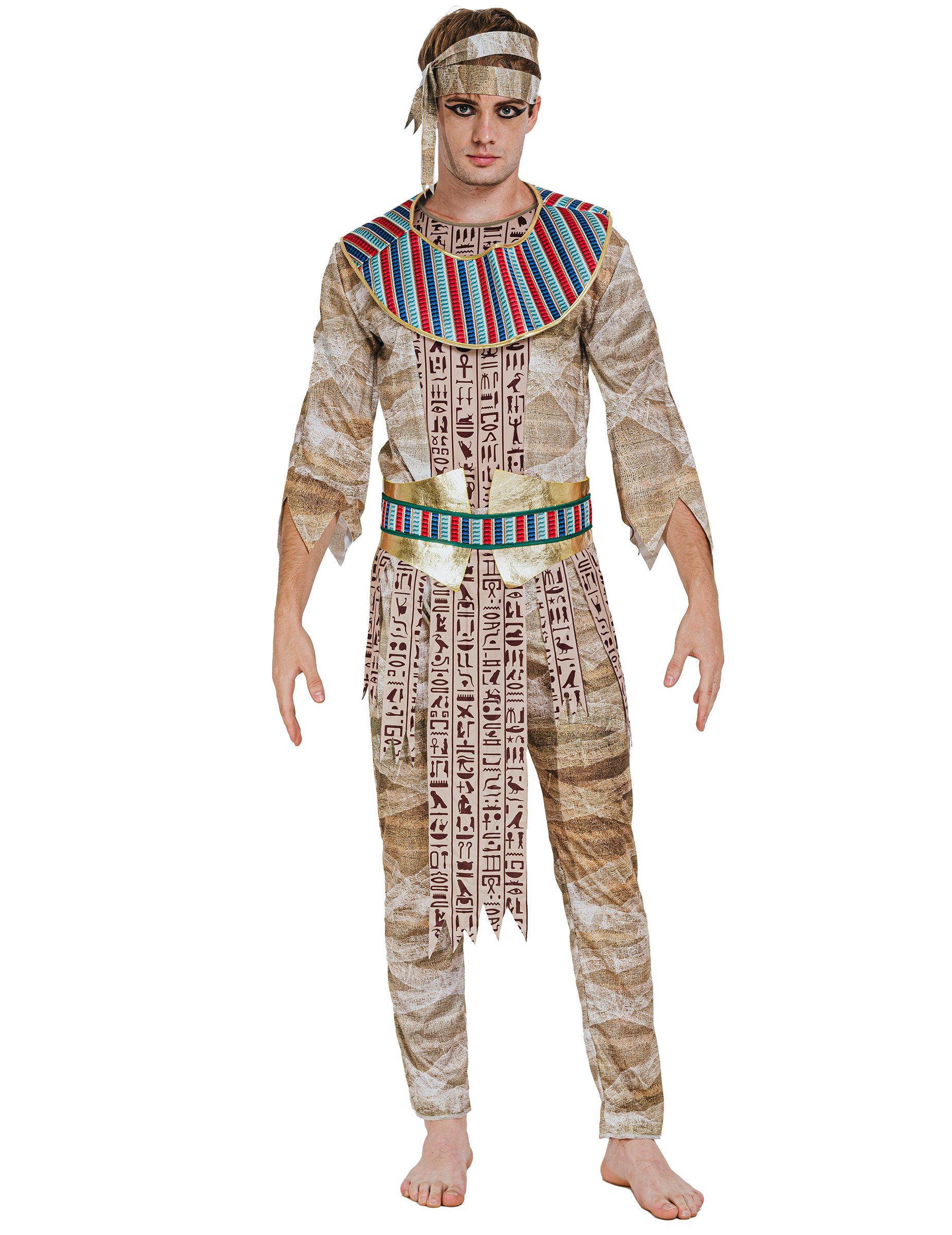 Kostüm Pharao-Mumien-Kostüm für Männer Halloweenkostüm beige-bunt