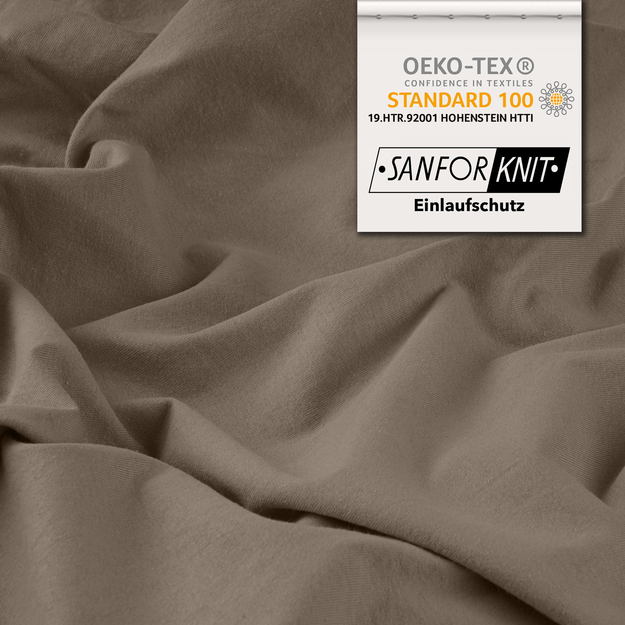 STUDIO Spannbettlaken Premium Spannbettlaken 140x200 – passt bis 160x220 cm, Jersey, Gummizug: rundum, (1 Stück), 140x200 - 160x220cm Bettlaken Spannbetttuch bis 35cm Höhe Taupe