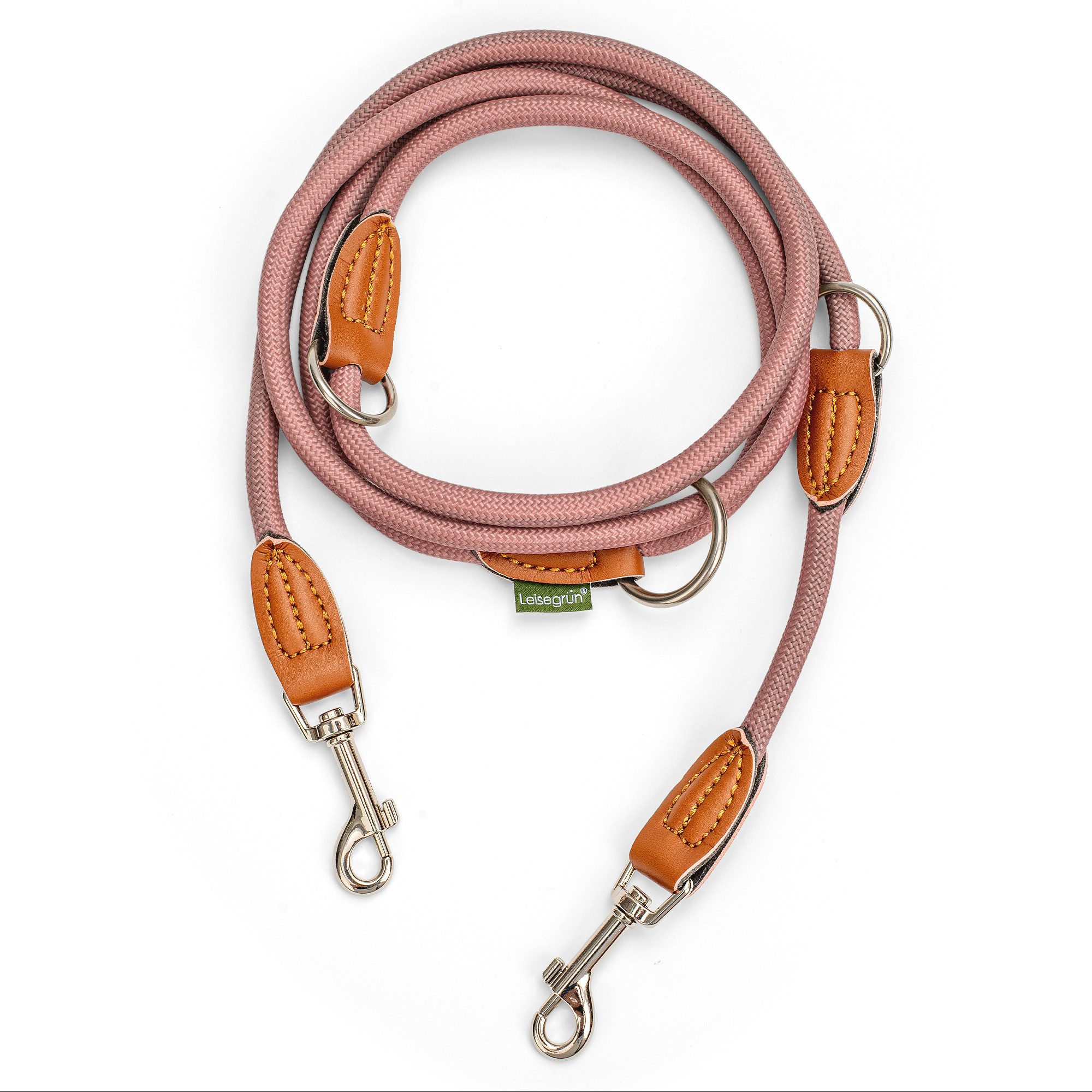 Leisegrün Hundeleine Hundeleine für kleine Hunde, nur 160g leicht, Hundeleine 2m - Altrosa, Nylon