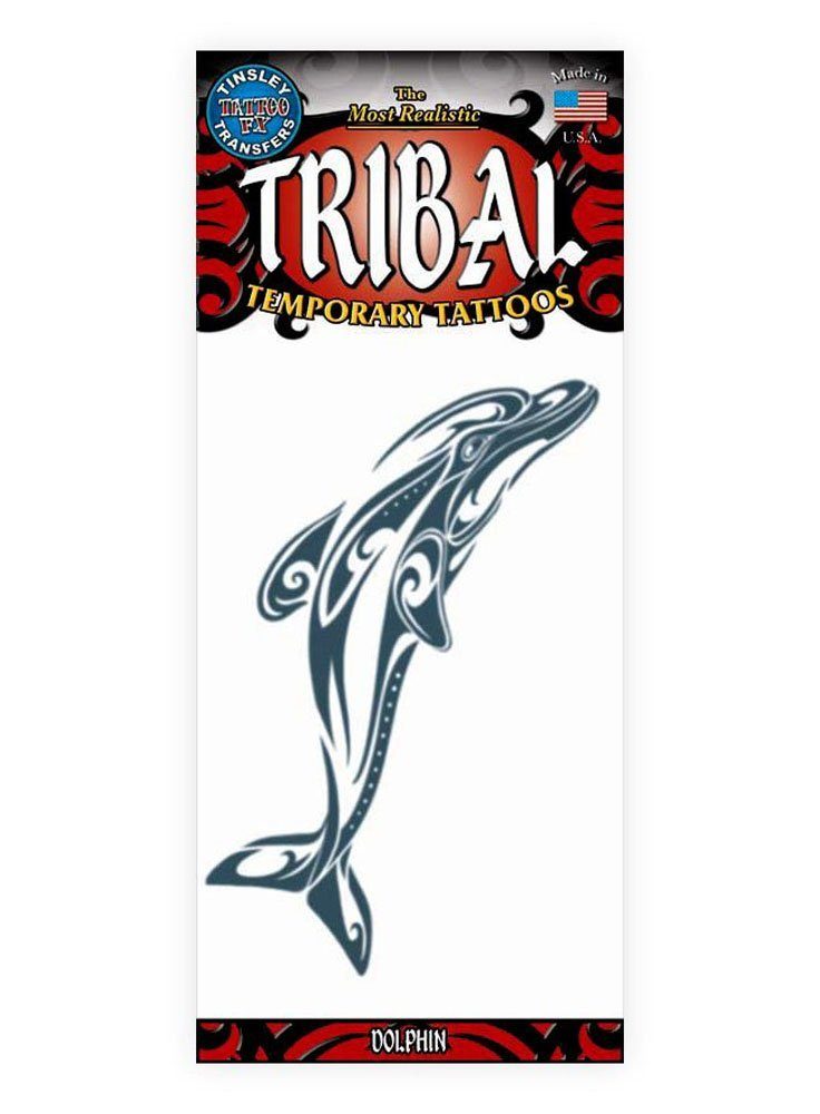 Theaterschminke Delfin Tribal Klebe-Tattoo - Fasching Halloween Ka