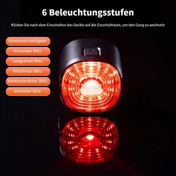 yozhiqu Fahrrad-Rücklicht LED-Fahrradrücklicht TYPE-C wiederaufladbar mit Bremssensor-Rücklicht, Bremssensor, Smart-Modus, Batterieerinnerung, schnelle Installation