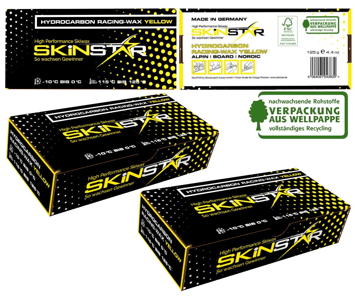 SkinStar Ski SKINSTAR Hydrocarbon Racing Wax Skiwax Profi-Wachs Mix Set Yellow 250g