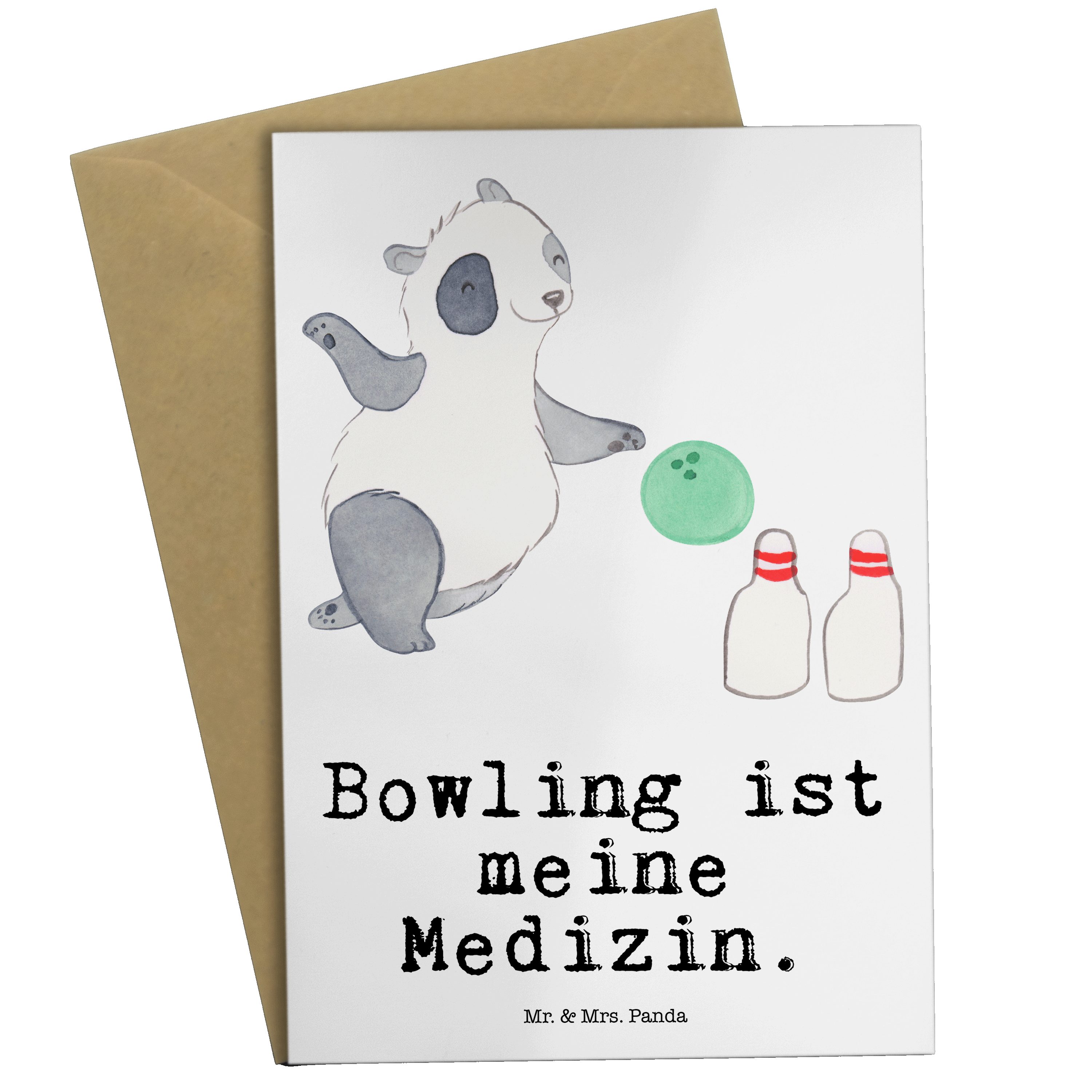 Geschenk, Bowling Grußkarte Mr. Mrs. - & Weiß - Einladungs Panda Medizin Panda Geburtstagskarte,
