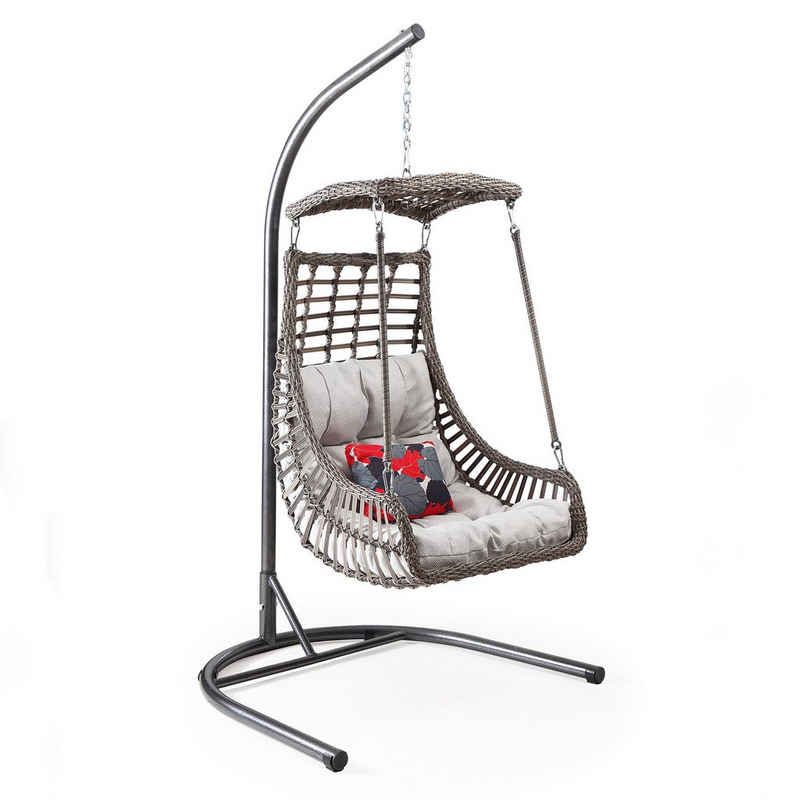 Capri Swing Hängesessel Capri Hängesessel mit Gestell Alacati Garten Rattan 120 Kg Hängekorb