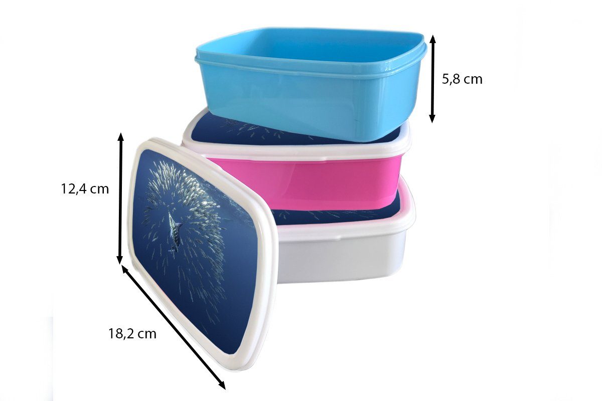 Blau Wasser, Kinder, Brotdose Kunststoff MuchoWow Kunststoff, (2-tlg), Mädchen, Schwertfisch Snackbox, für - - Lunchbox Erwachsene, Brotbox rosa