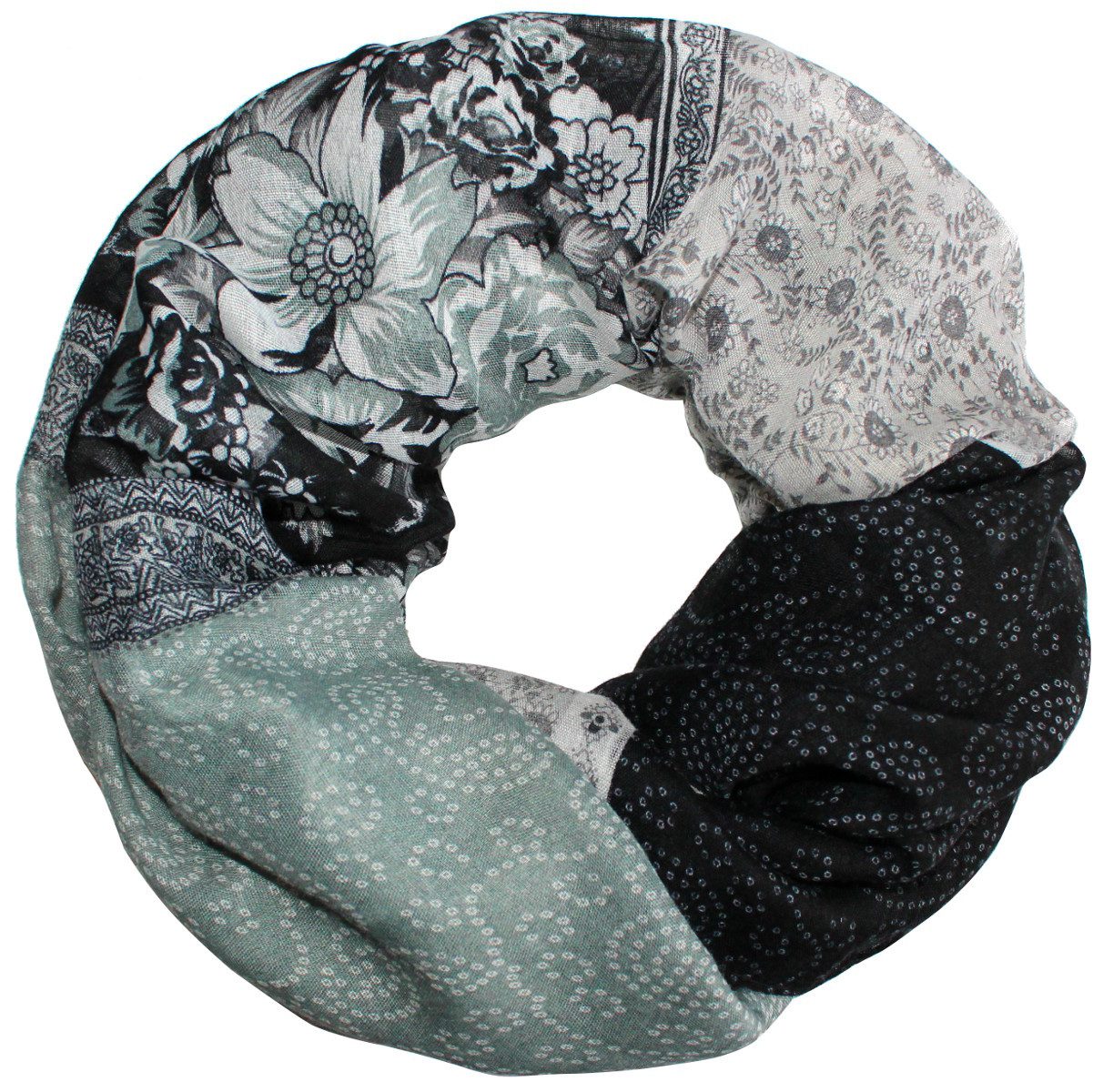 dy_mode Loop XXL Loop Schal Geblümt Rundschal Paisley Muster Schlauchschal, Rundschal