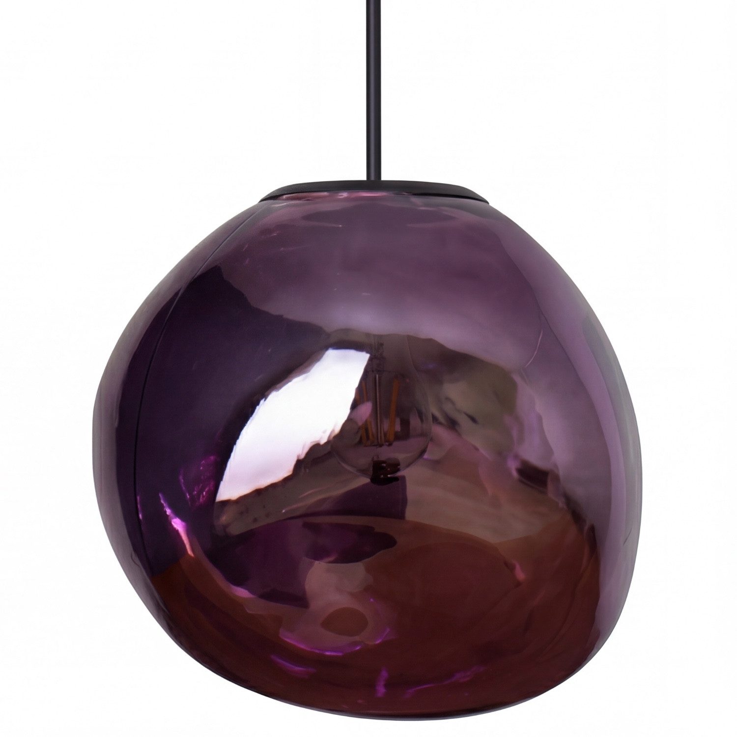 Licht-Erlebnisse Pendelleuchte CLONLINA, ohne Leuchtmittel, Glas Lila Metall Lava-Glas verspiegelt E27 Ø36 cm Esstisch Wohnzimmer