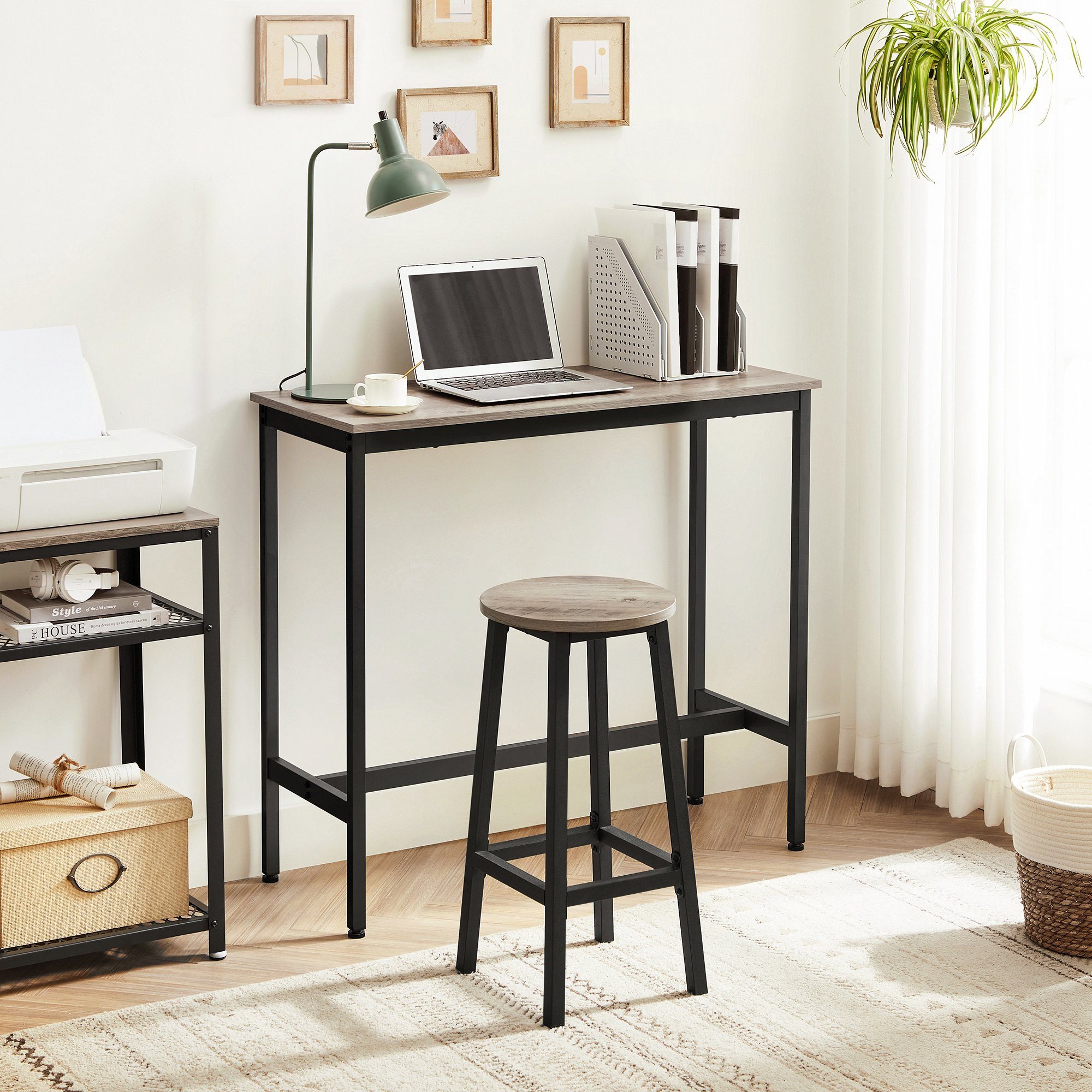 VASAGLE Bartisch Küchentisch Bistrotisch, rechteckiger Stehtisch, Metallgestell