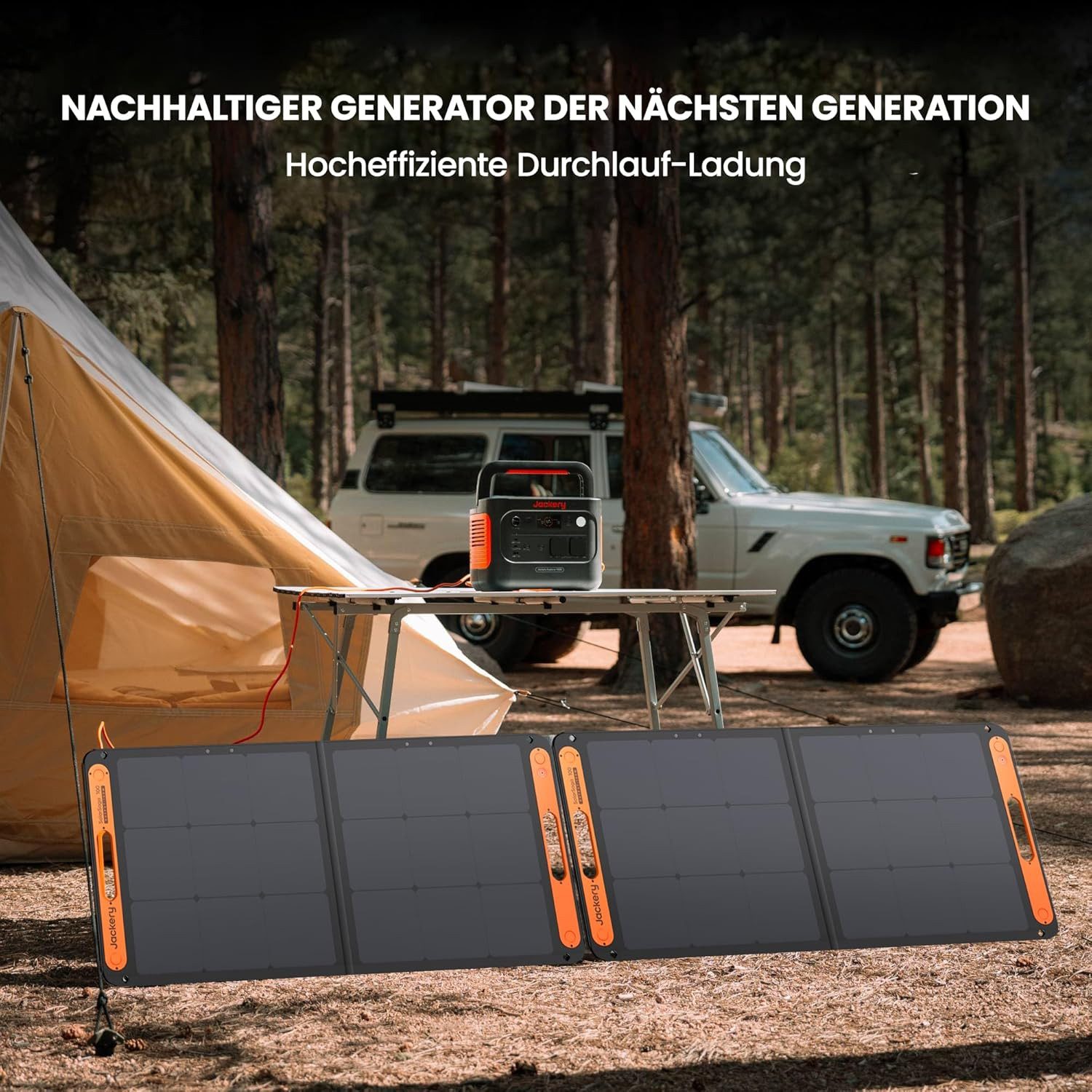 Jackery Stromgenerator 1000 v2 Tragbare Powerstation mit 100W Solarpanel & 5M Kabel, 3 in kW, 1070Wh/1500W LiFePO4 Solargenerator Schnellladung für Camping, RV