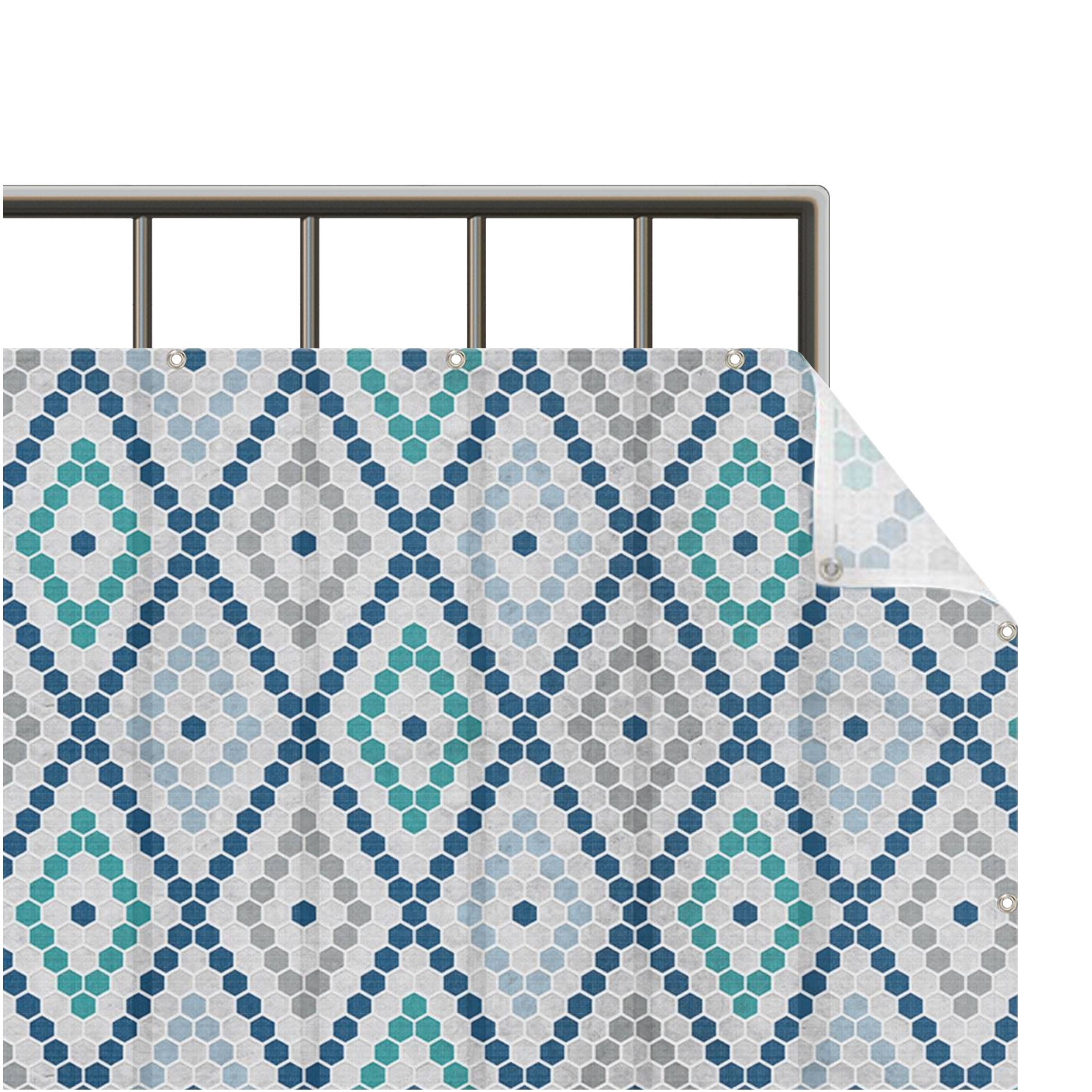 Bilderdepot24 Balkonsichtschutz Sichtschutz Balkon Fliesenoptik Fliesenmuster Marokkanische Blau (1m bis 10m fein gelochter Sichtschutz aus Mesh für Geländern & Zäunen, Fertig geöst, inkl. Kabelbindern zur Anbringung) Sichtschutz Terrasse Balkontuch Balkonverkleidung Windschutz Terrasse