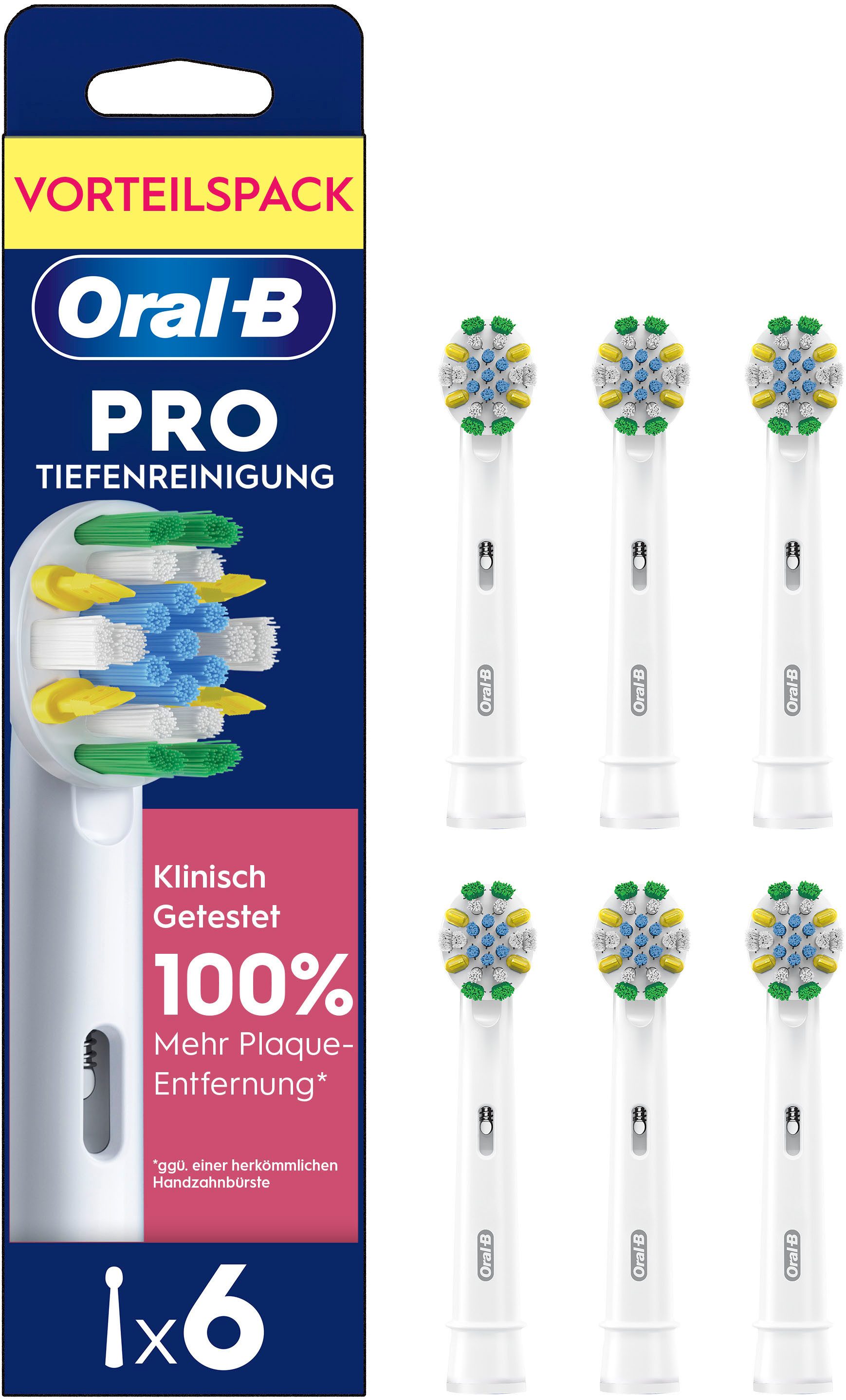 Oral-B Aufsteckbürsten Pro Tiefenreinigung, Tiefe Zahnreinigung mit innovativen X-förmigen Borsten