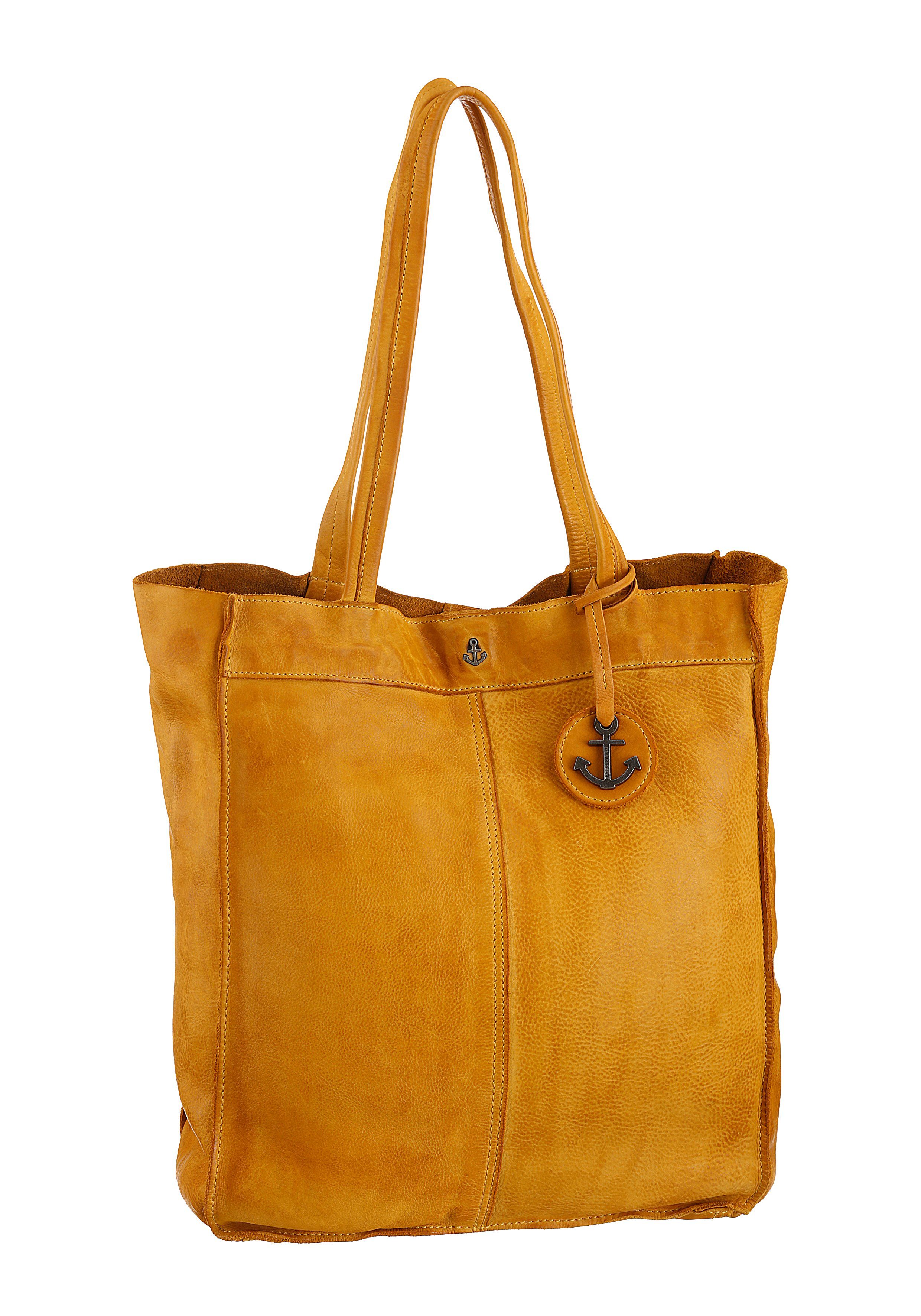 HARBOUR 2nd Shopper Elbe 1, aus Leder mit typischen Marken-Anker-Label und Schmuckanhänger mustard