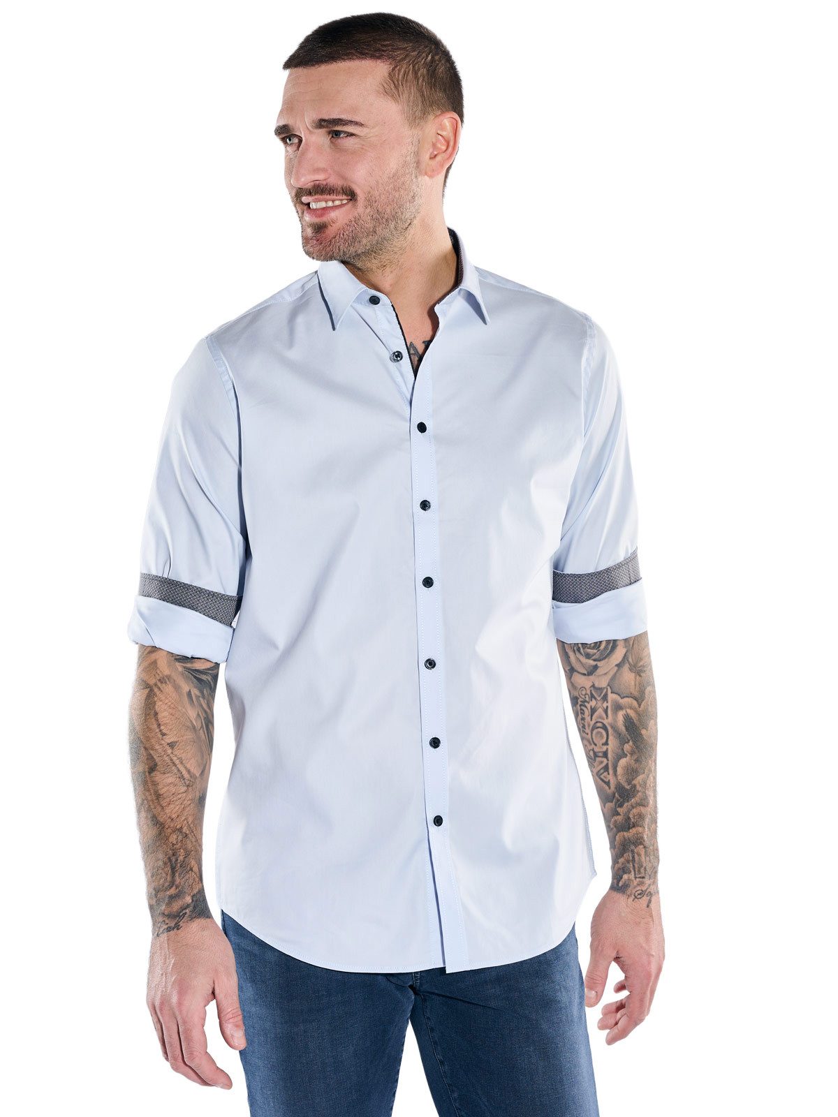 Langarmhemd Herren Hemd "My Favorite", Hellblau