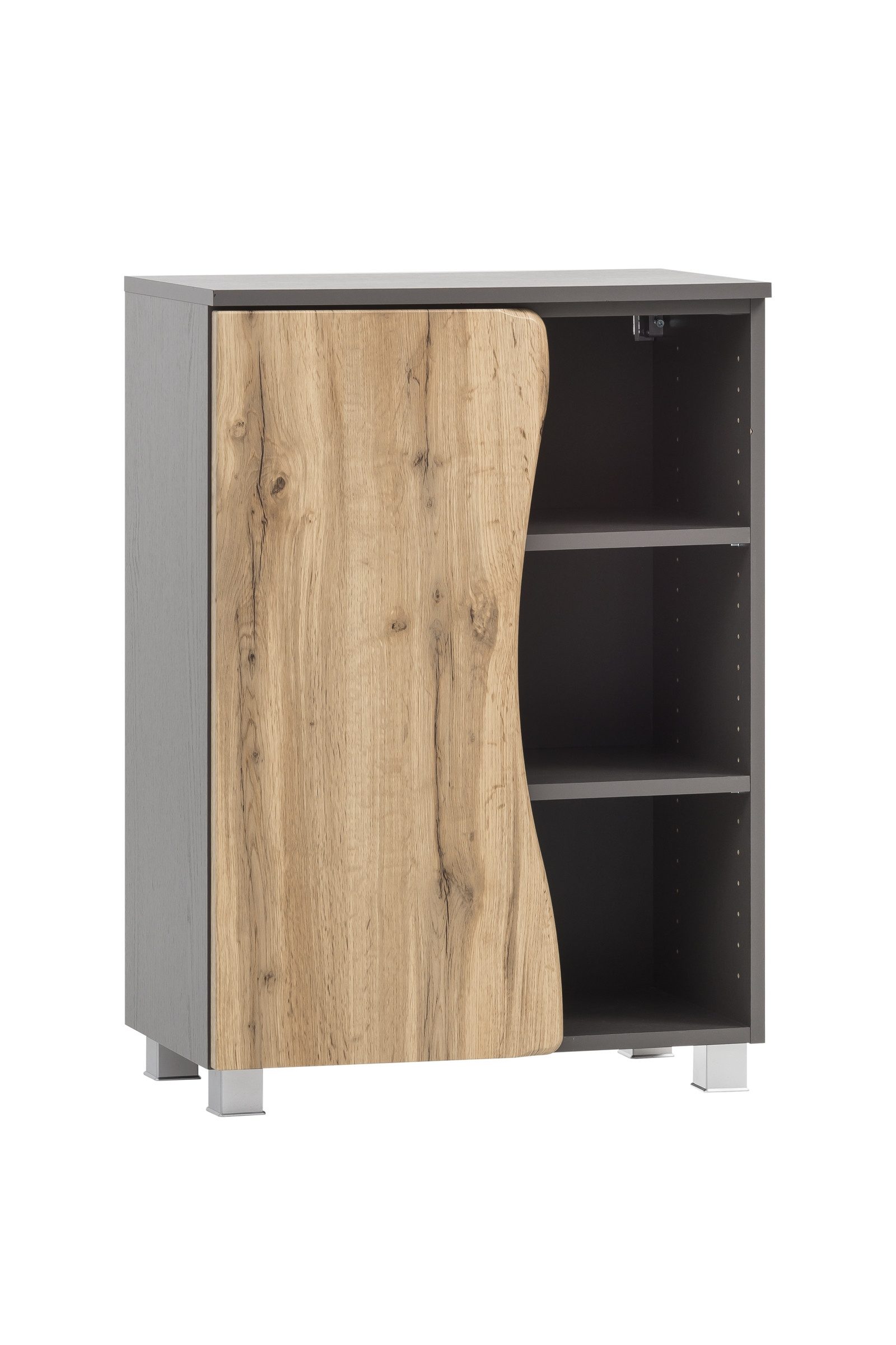 HELD MÖBEL Waschbeckenunterschrank aus MDF in graphit mit einer Tür und 4 Einlegeböden (B/H/T: 60x79x35 cm)