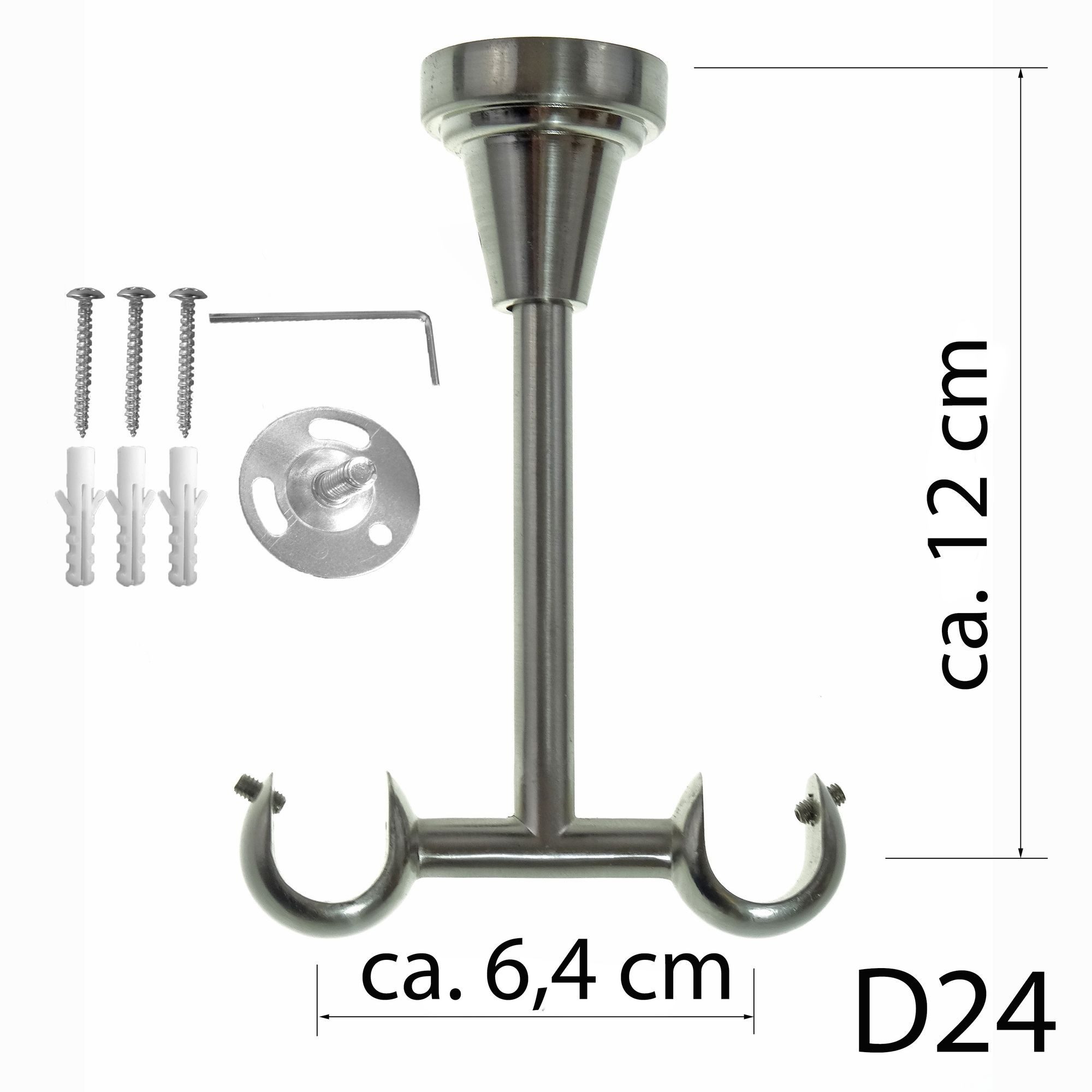 BASIT Gardinenstange Rohr Edelstahloptik 16 mm mit Deckenträgern 120 cm E28 günstig online kaufen