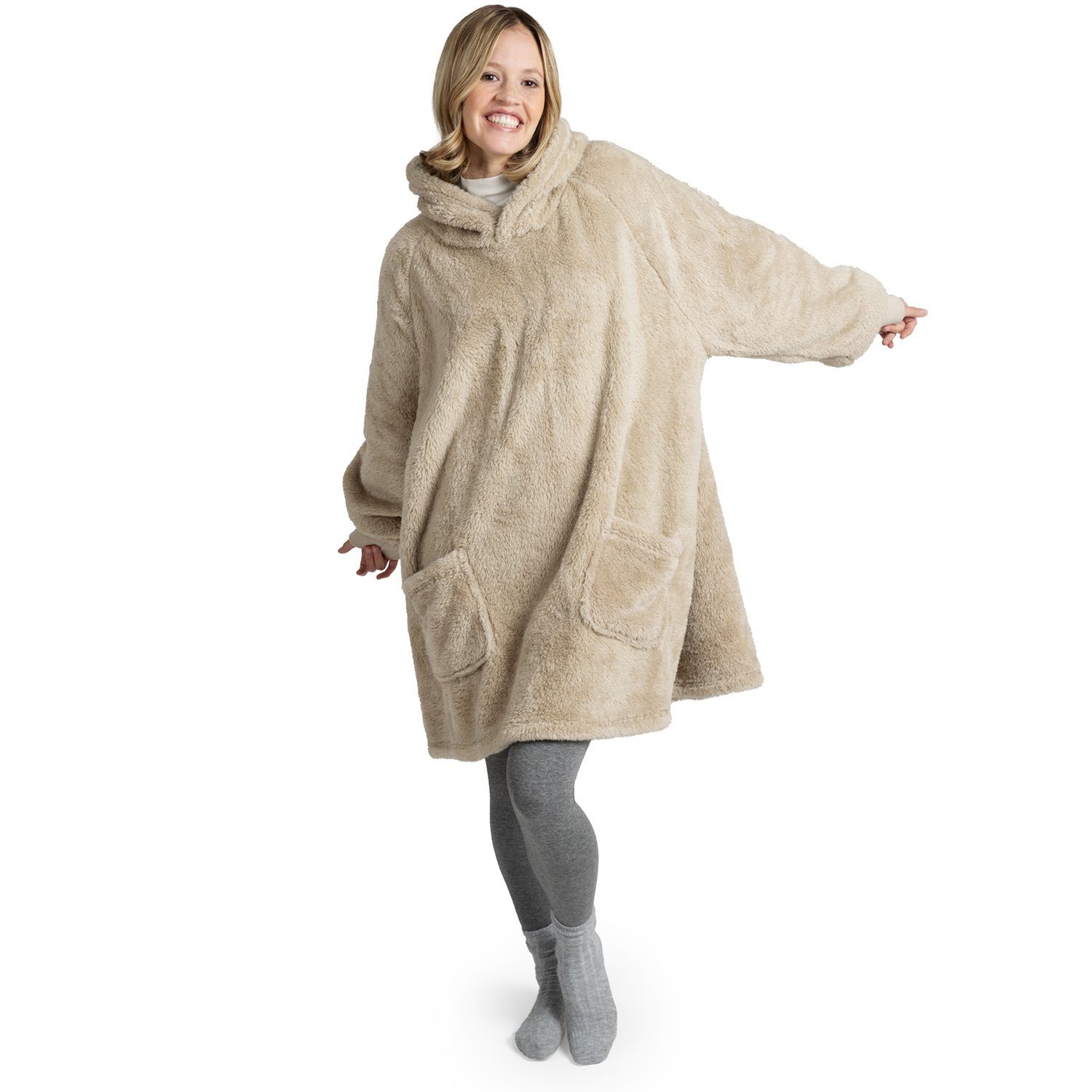 Blumtal Hoodie Ärmeldecke Unisex - flauschig mit Ärmeln - OEKO-TEX zertifiziert mit Ärmeln und Fußtasche