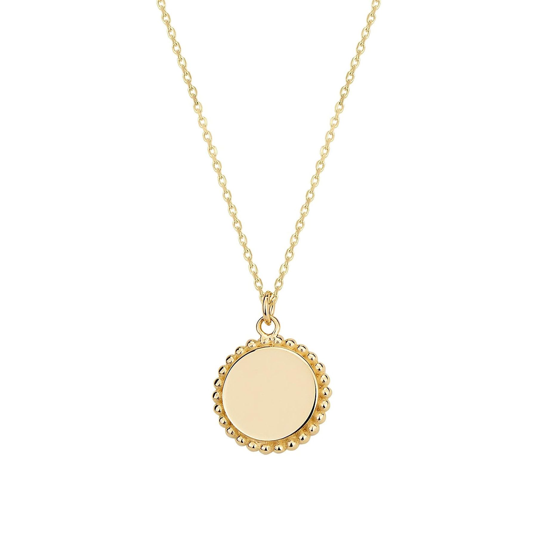 Stella-Jewellery Collier 585er Gelbgold Collierkette mit Gravurplatte, Collierkette mit Gravurplatte