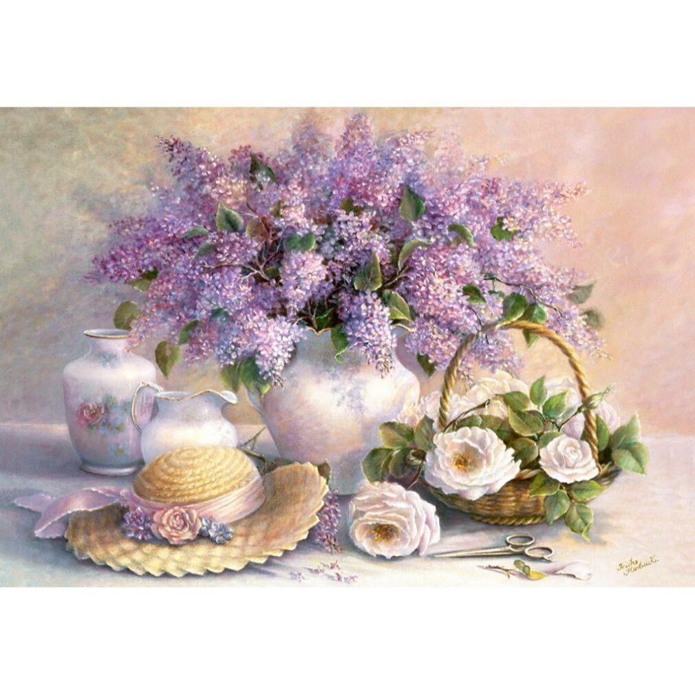 Castorland Puzzle Puzzle Blumen - Flieder und Rosen 1000 Teile, Puzzleteile