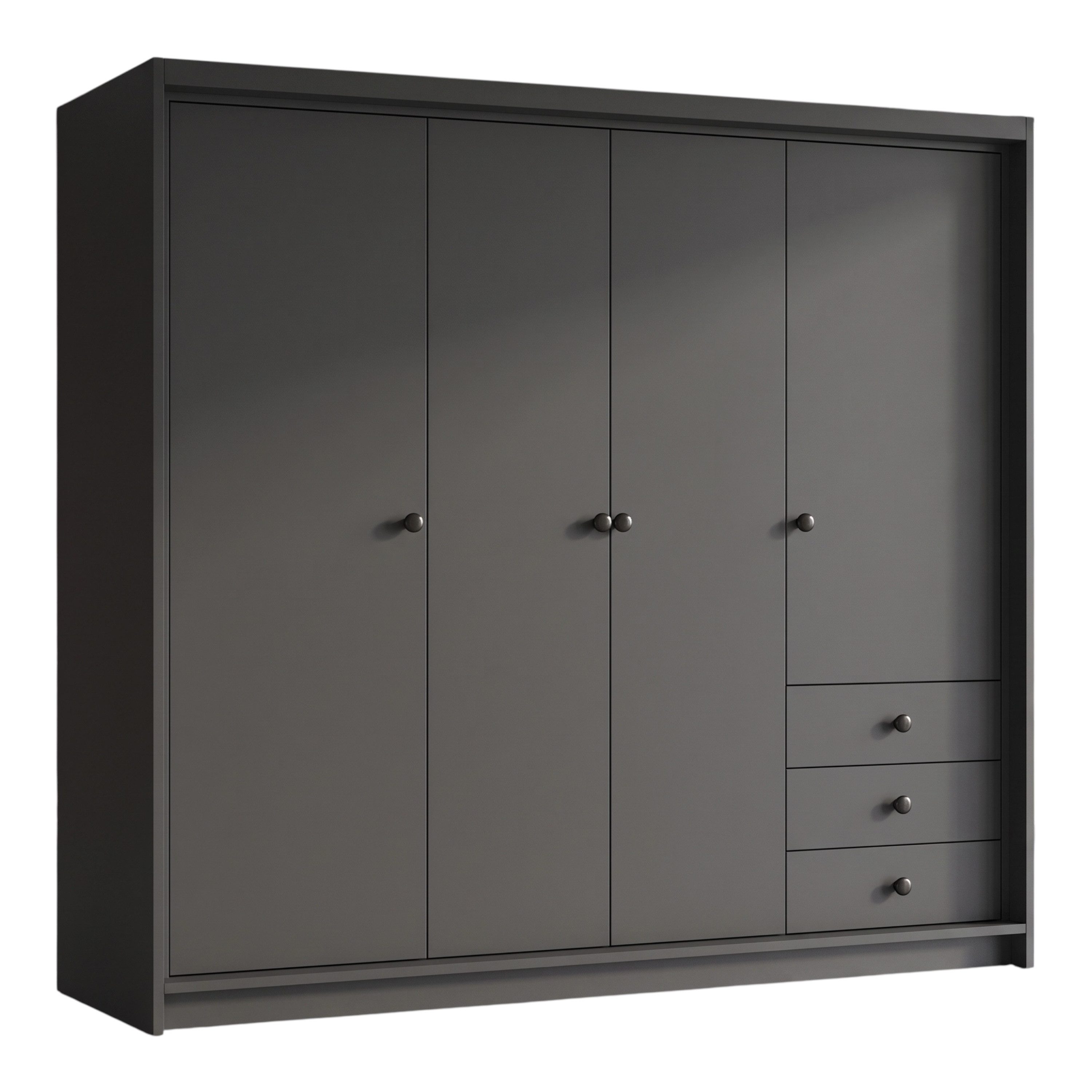 A&J MöbelLand GmbH Drehtürenschrank FALKEN– viertüriger Kleiderschrank 200 cm (Geräumiger viertüriger Kleiderschrank mit Schubladen. Geräumiger Schrank mit einer Breite von 200 cm und Schubladen, ideal zur Aufbewahrung von Kleidung und Accessoires. Viel Stauraum. TOP PRODUKT! Wählen Sie das ideale Modell für Ihr Schlafzimmer!, TOP ANGEBOT) Breite: 200 cm, Höhe: 215 cm, Tiefe: 59,5 cm