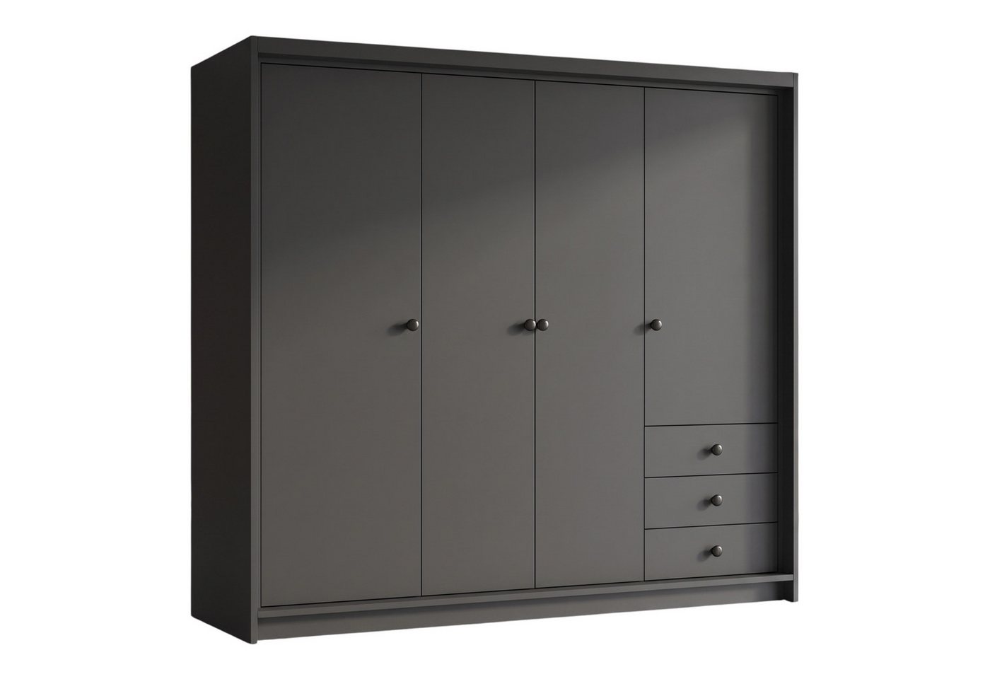 A&J MöbelLand GmbH Drehtürenschrank FALKEN– viertüriger Kleiderschrank 200 cm (Geräumiger viertüriger Kleiderschrank mit Schubladen. Geräumiger Schrank mit einer Breite von 200 cm und Schubladen, ideal zur Aufbewahrung von Kleidung und Accessoires. Viel S