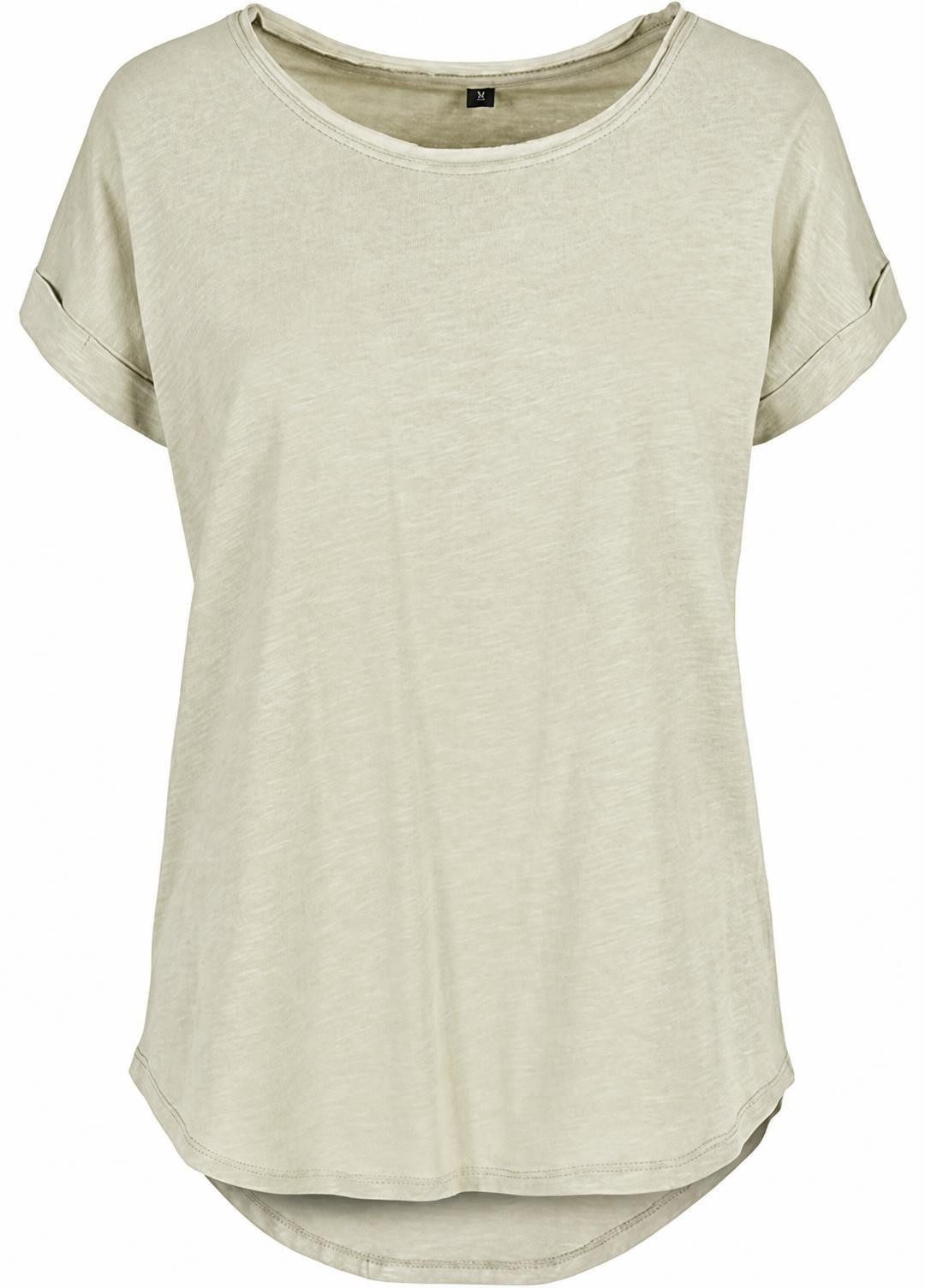 Build Your Brand Rundhalsshirt Damen Long Slub Tee / Hinten extra lang geschnitten