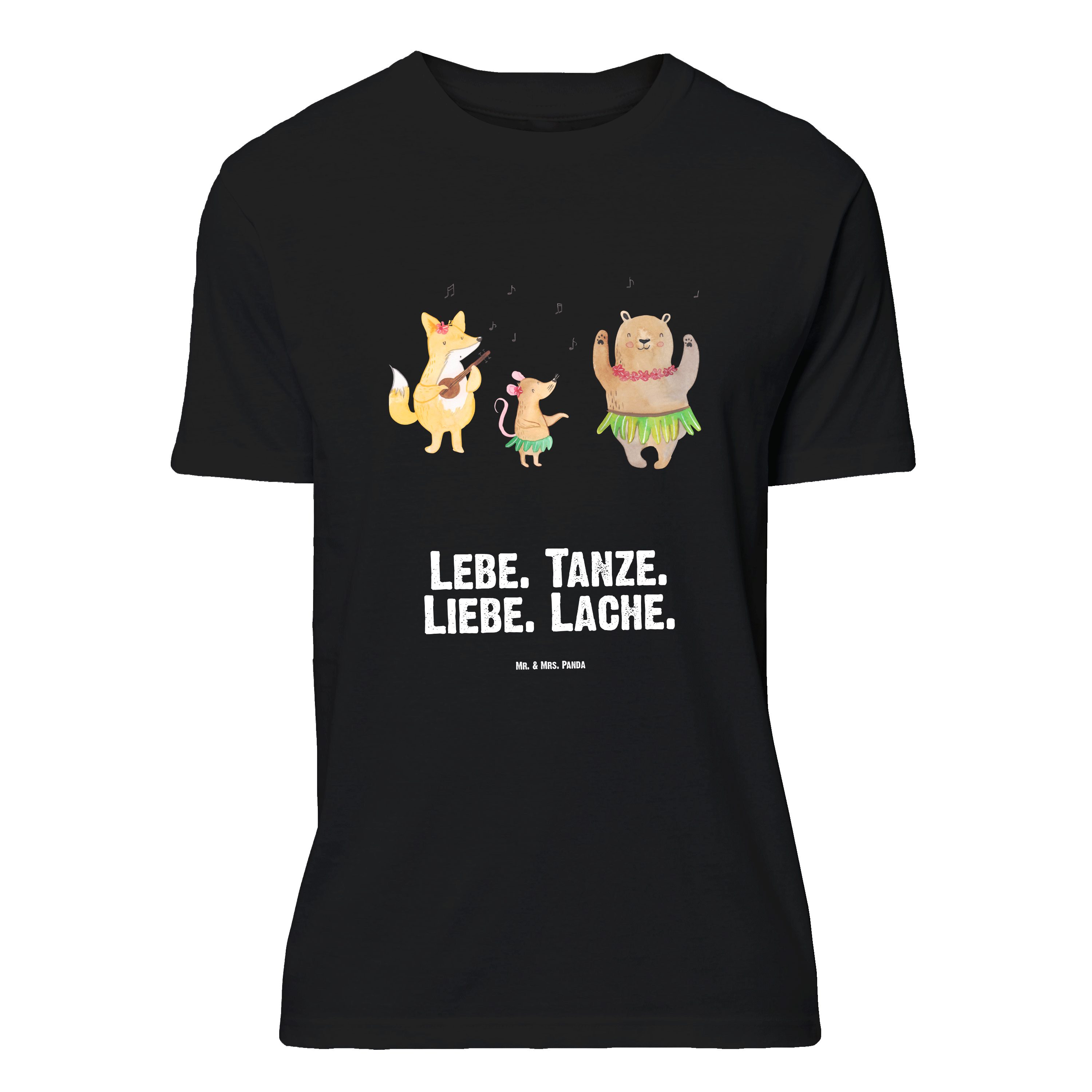 Mr. & Mrs. Panda T-Shirt Waldtiere Aloha, Größe L T-Shirt, Schwarz, Igel, Wald, Bär, Lustige S (Packung) T-Shirt Lachen Tshirt