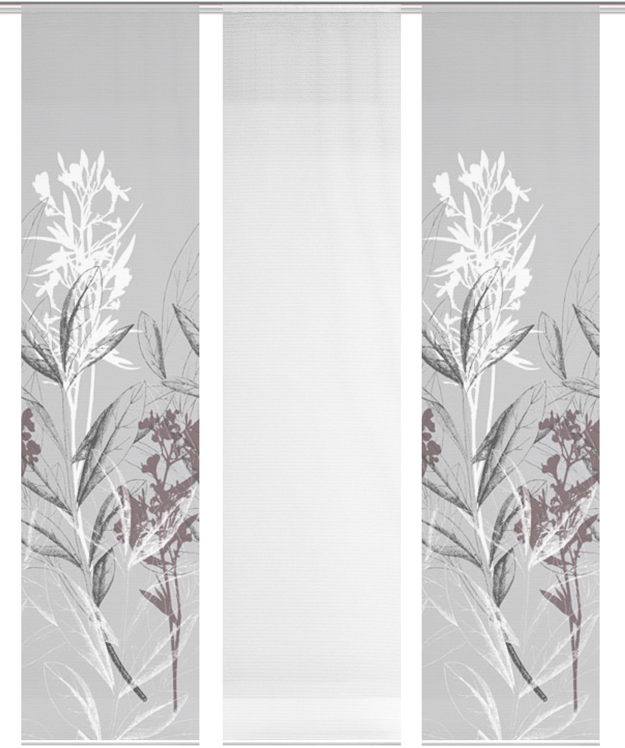 Vision S Schiebegardine 3ER SET SEMORA (3 St), Paneelwagen, halbtransparent, HxB: 260x60, Schiebevorhang 3er Set Digitaldruck