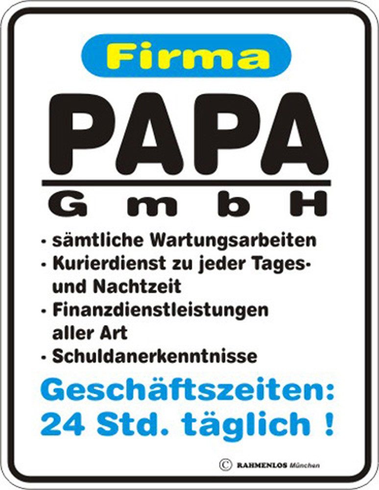Metallschild Papa GmbH - Fun-Schilder - Blechschild
