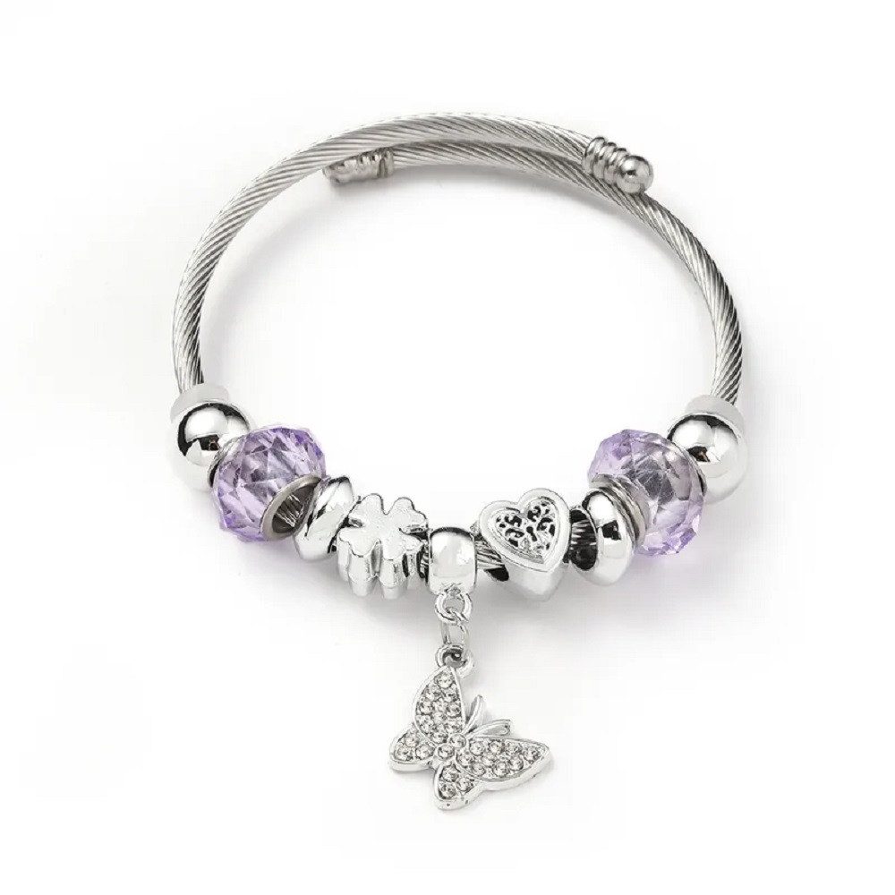 Eyecatcher Armkette Charm-Armband mit lila Kunststoffperlen günstig online kaufen