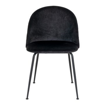 LebensWohnArt Stuhl 2er-Set Eleganter Stuhl GENF schwarz Samt schwarze Beine