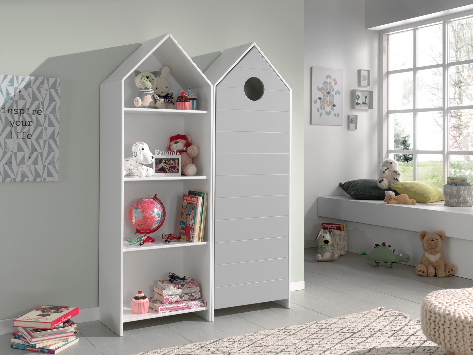 Faizee Möbel Schrank-Set Vielseitiges und farbenfrohes CASAMI Schrank-Set für das Kinderzimmer, (2-St)