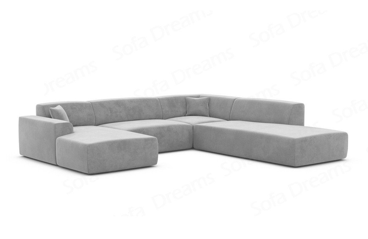 Polster Wohnlandschaft Sofa U-Form Loungesofa Sofa Dreams U Stoffsofa, Samtstoff Mallorca Lounge hellgrau84 Designer