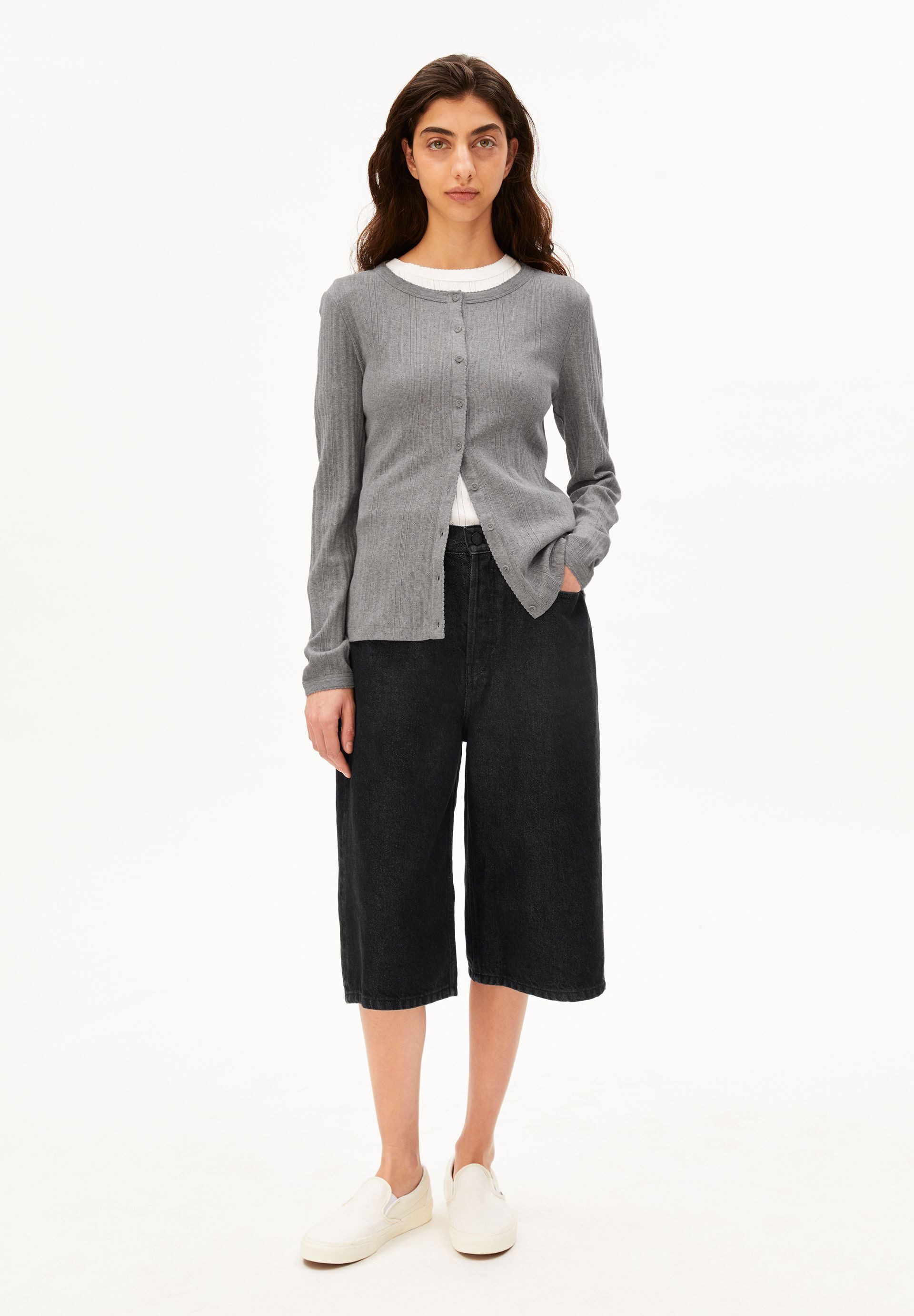 Armedangels Longsleeve POINTELLE 100% Bio-Baumwolle Slim Fit