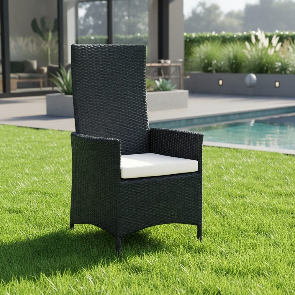Mucola Gartenstuhl Garten Hochlehner Sessel+ Kissen Polyrattan Gartengarnitur XXL (Stück, 1 St), Kissen inkl. Reißverschluss, daher abnehm- und waschbar