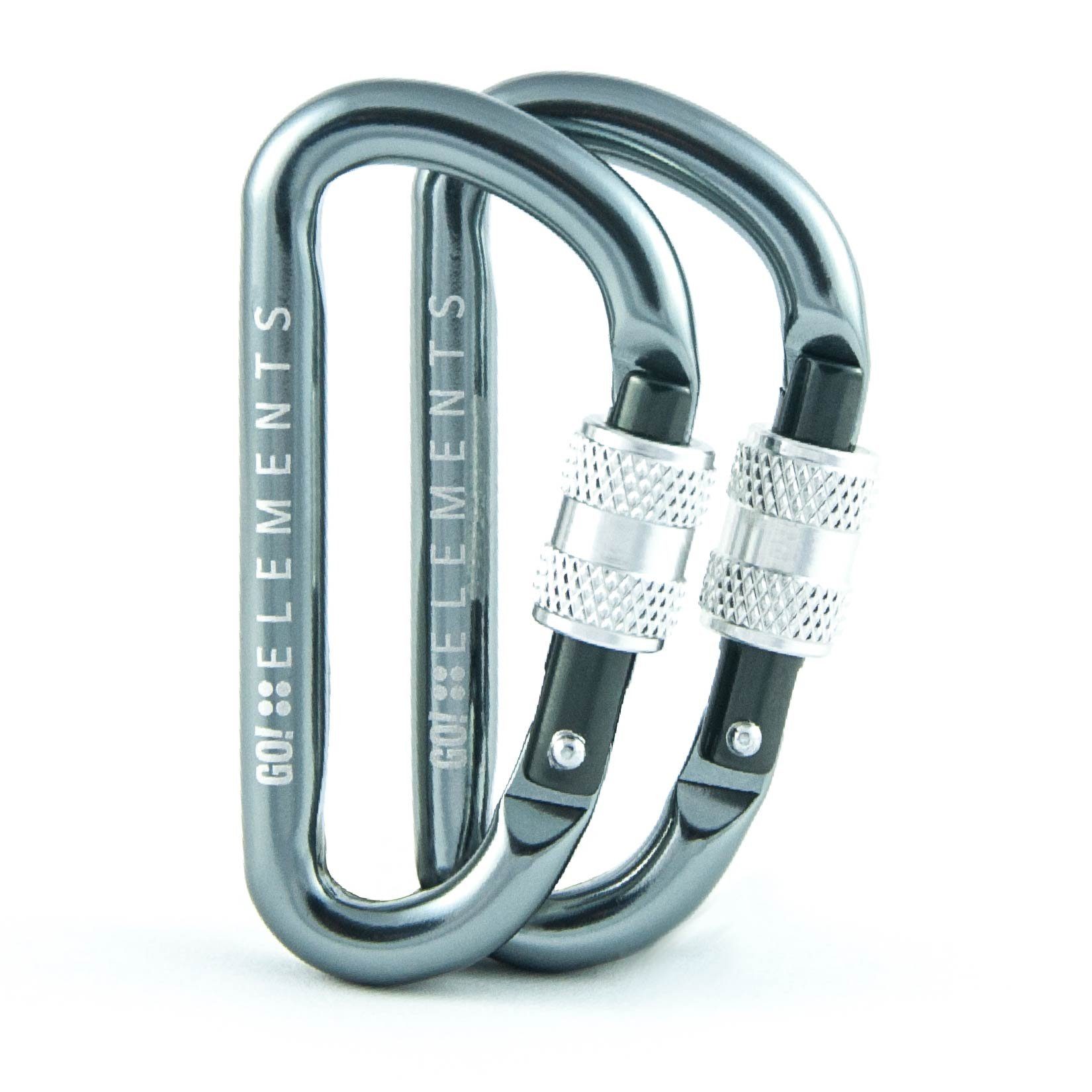 GO!elements Karabiner Micro 6, (2Stück), Schlüsselanhänger Mini Karabinerhaken klein mit Schraubverschluss STORM