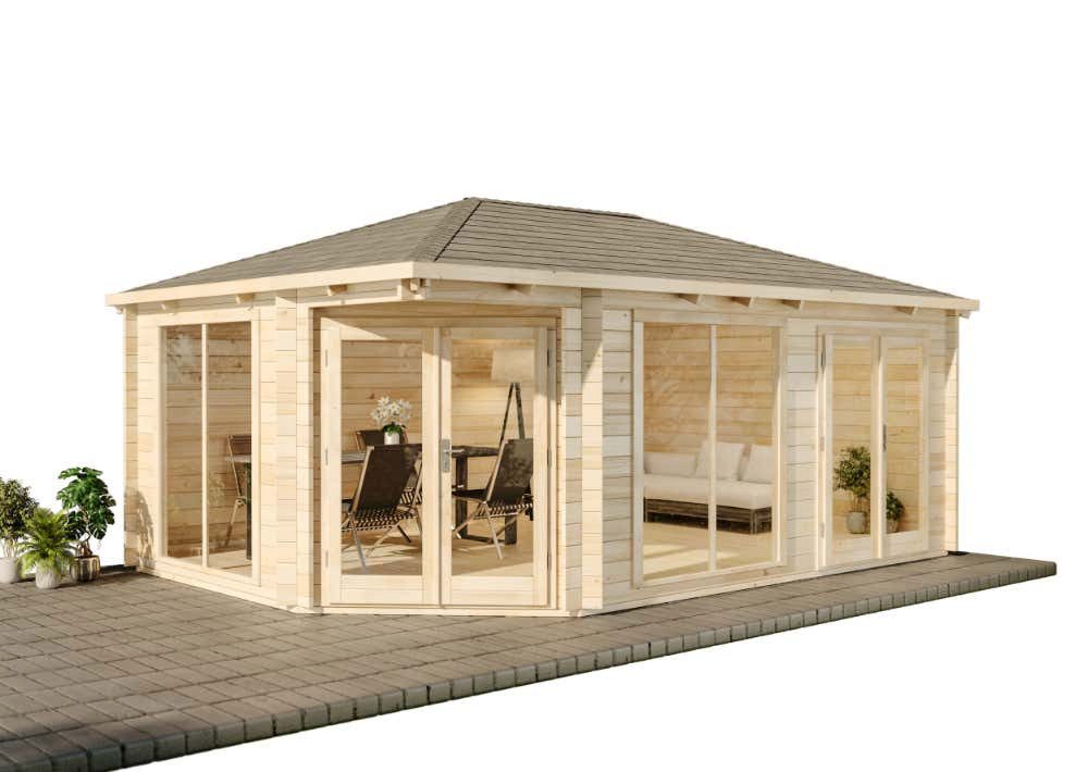 Alpholz Gartenhaus Holz 5-Eck Julia-40 ISO, BxT: 608x420 cm, in Naturbelassen mit 40mm Wandstärke