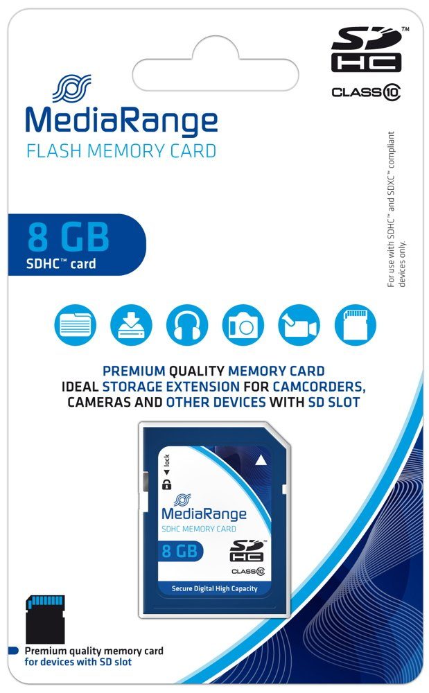 Mediarange Mediarange SDHC Karte 8GB Speicherkarte Class 10 Speicherkarte