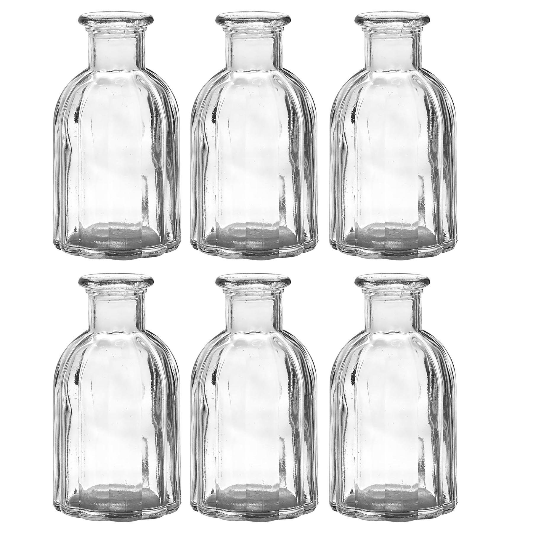 Annastore Dekovase Glasvasen H (7,5 aus Vase Blumenvasen geriffelter Glas Glas, aus Vasen 13,5 / Optik Dekoflaschen, 6 Glasflaschen cm x Vintage cm)