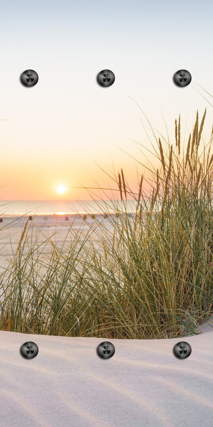 queence Wandgarderobe Sonnenuntergang auf Sylt (1 St), Wandpaneel aus Acrylglas inkl. 6 Edelstahlhaken in schwarz matt