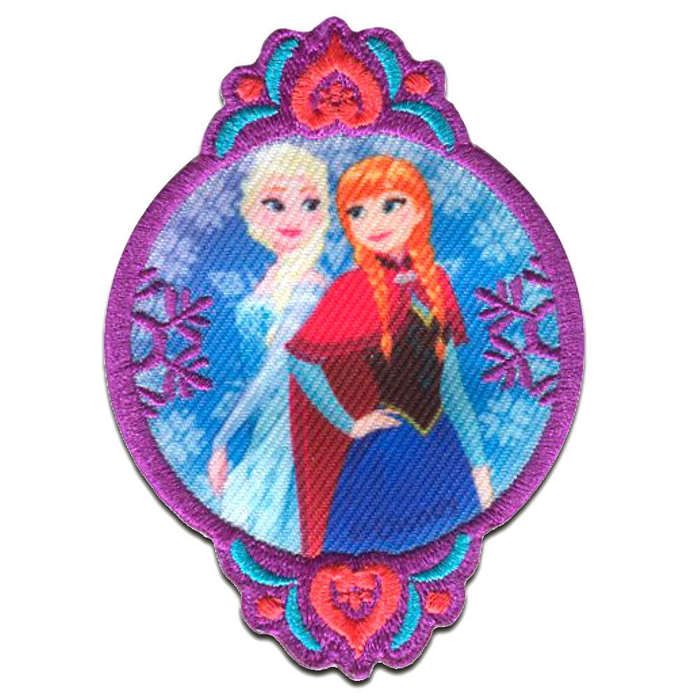 Disney Пластырь Bügelbild, Aufbügler, Applikationen, Patches, Flicken, zum aufbügeln, Polyester, Frozen Die Eiskönigin ELSA & ANNA 1 - Größe: 7 x 6 cm