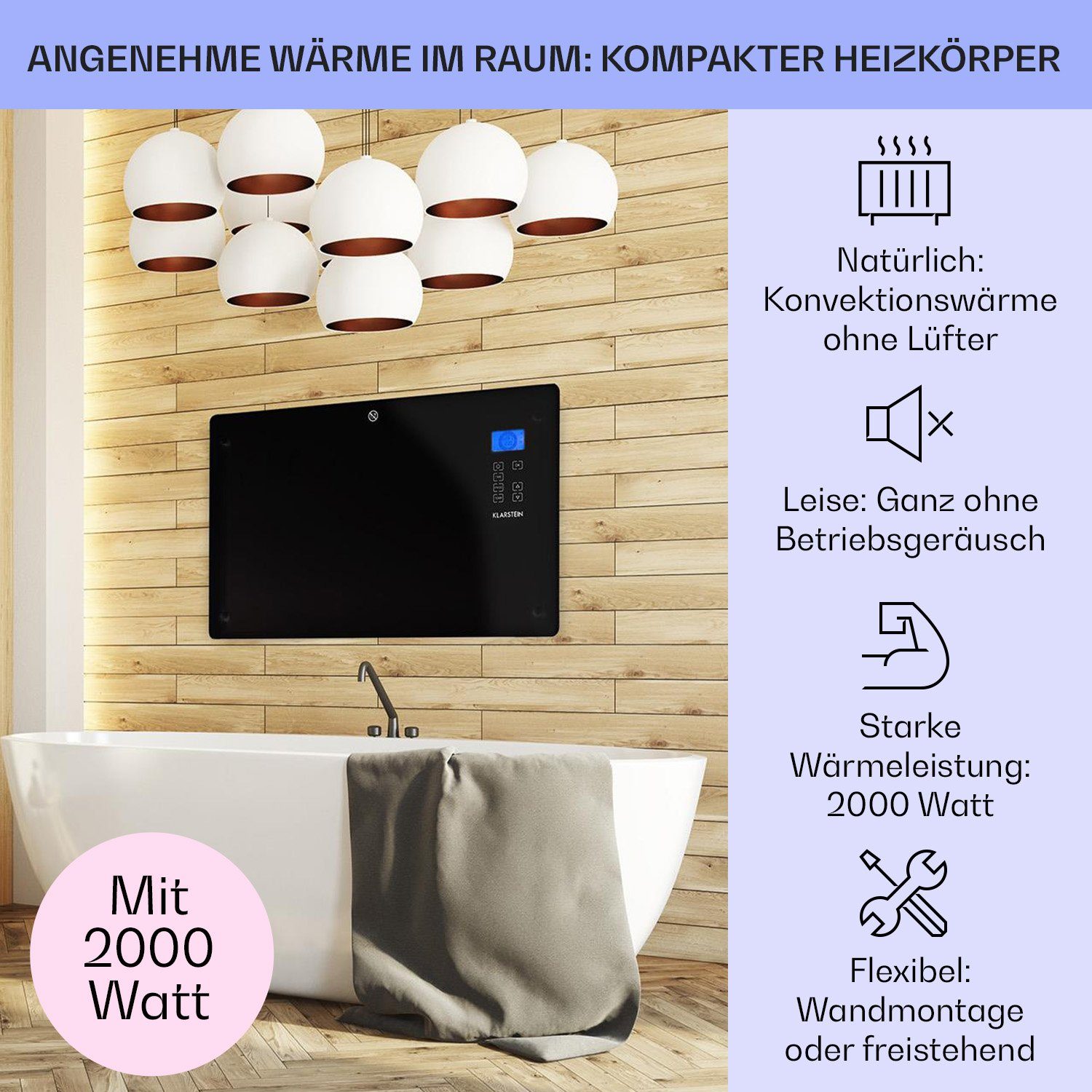 Klarstein Heizstrahler Norderney, 2000 W, Konvektorheizung günstig online kaufen