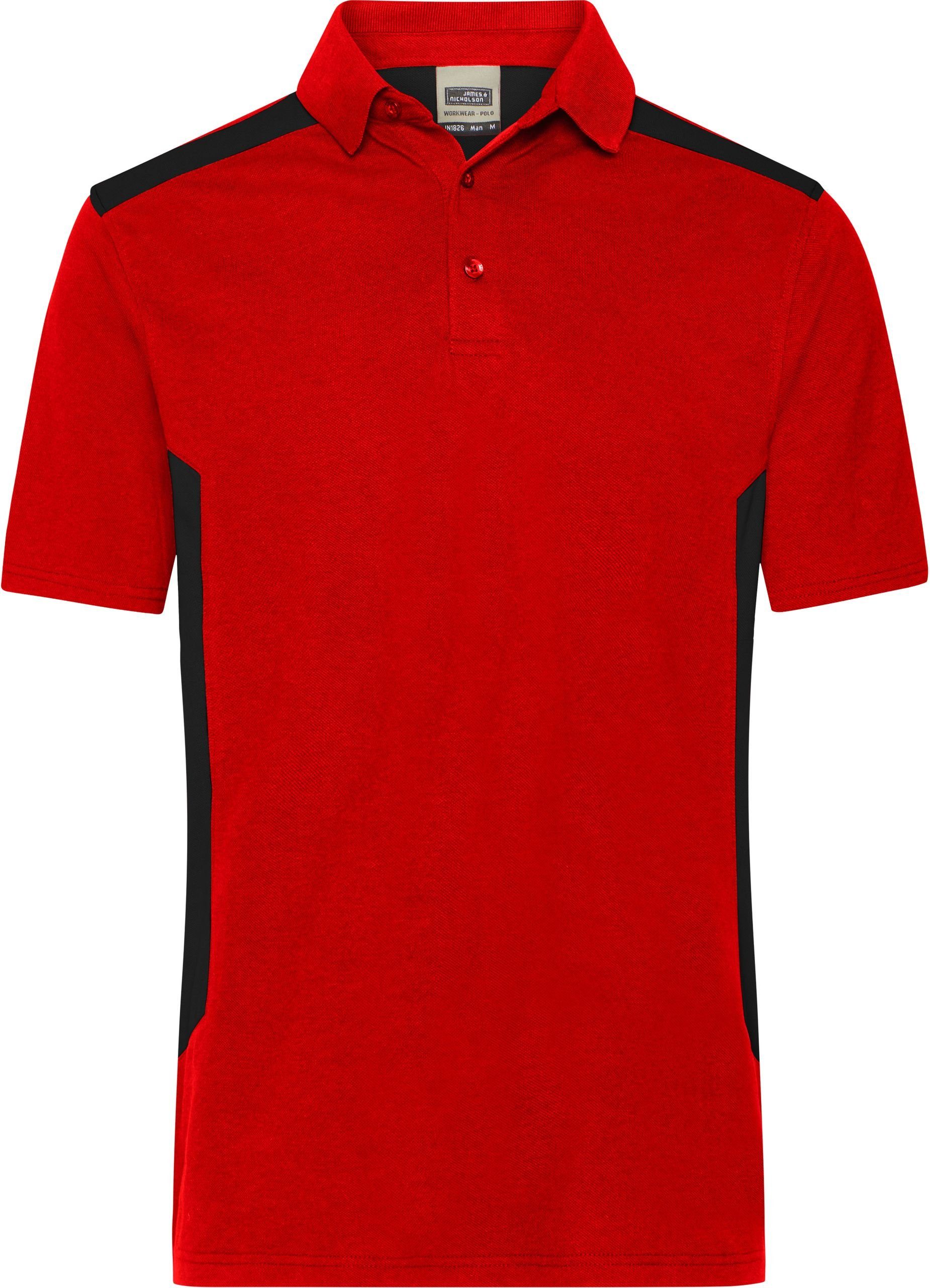 James & Nicholson Poloshirt Herren Workwear Polo - Strong RED/BLACK
