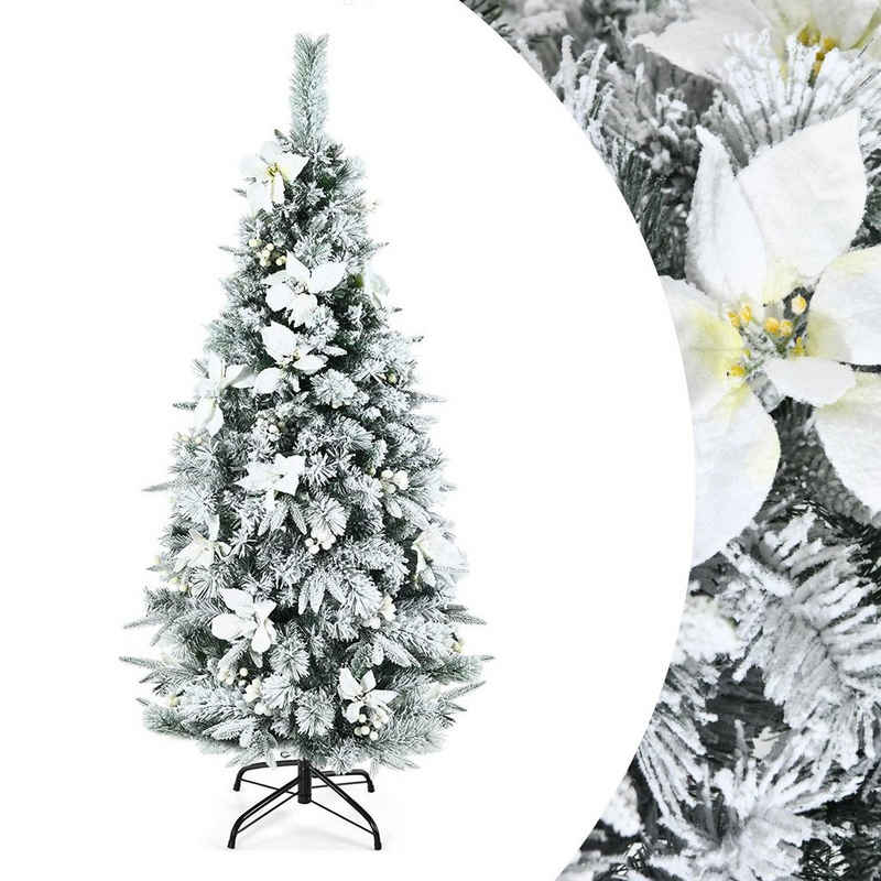 COSTWAY Künstlicher Weihnachtsbaum »Tannenbaum«, 150 cm, 339 PVC Zweige mit Schnee, Klappsystem und Metallständer, weiß