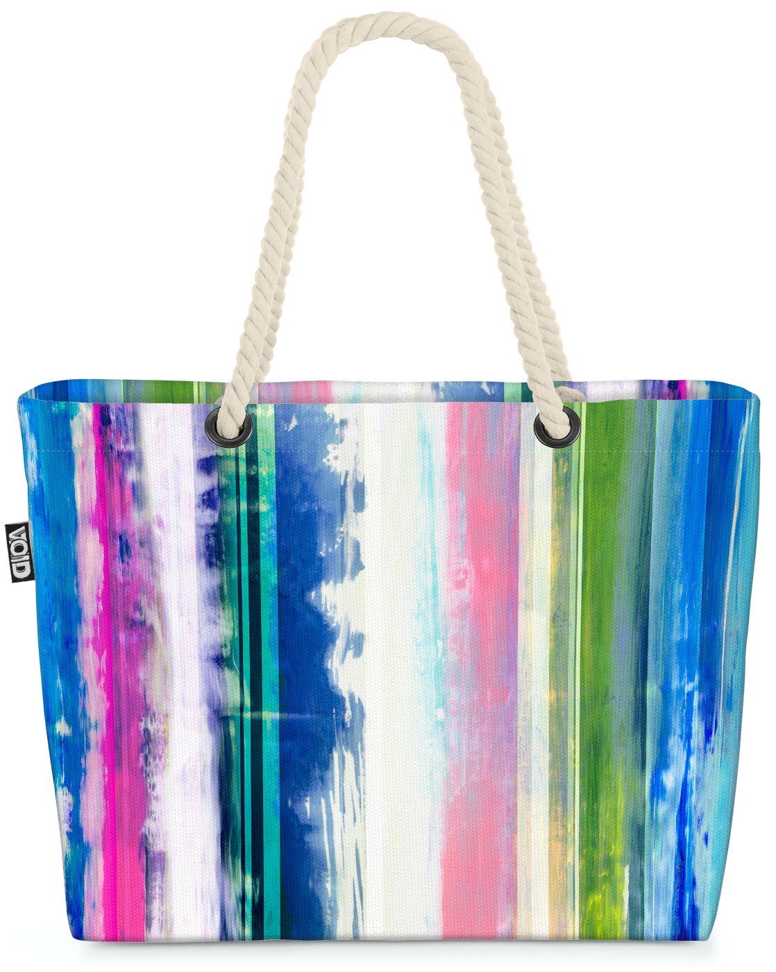 VOID Strandtasche (1-tlg), Streifen Wasserfarben Beach Bag Batik Aquarell gestreift Streifen Farben bunt | Strandtaschen