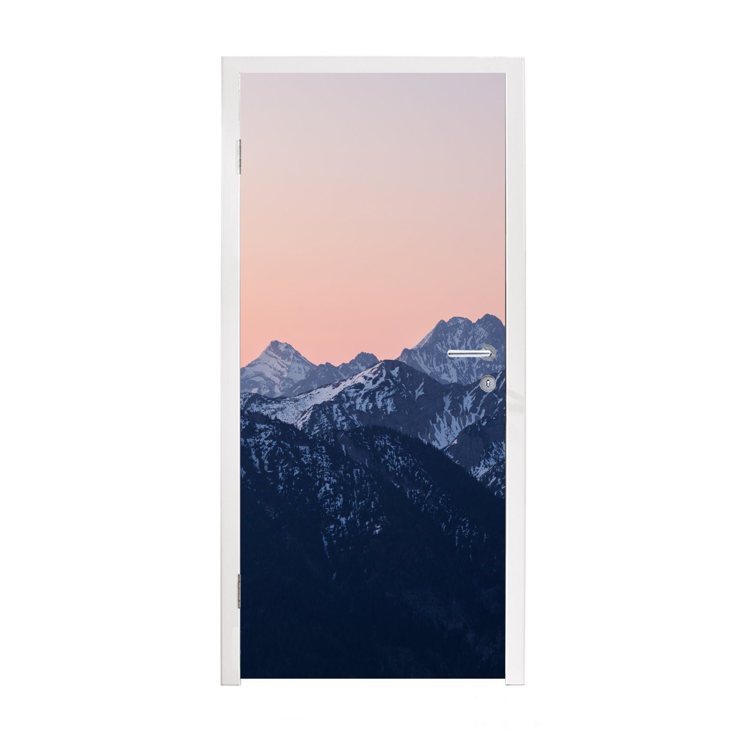 MuchoWow Türtapete Alpen - Berge - Orange, Matt, bedruckt, (1 St), Fototapete für Tür, Türaufkleber, 75x205 cm