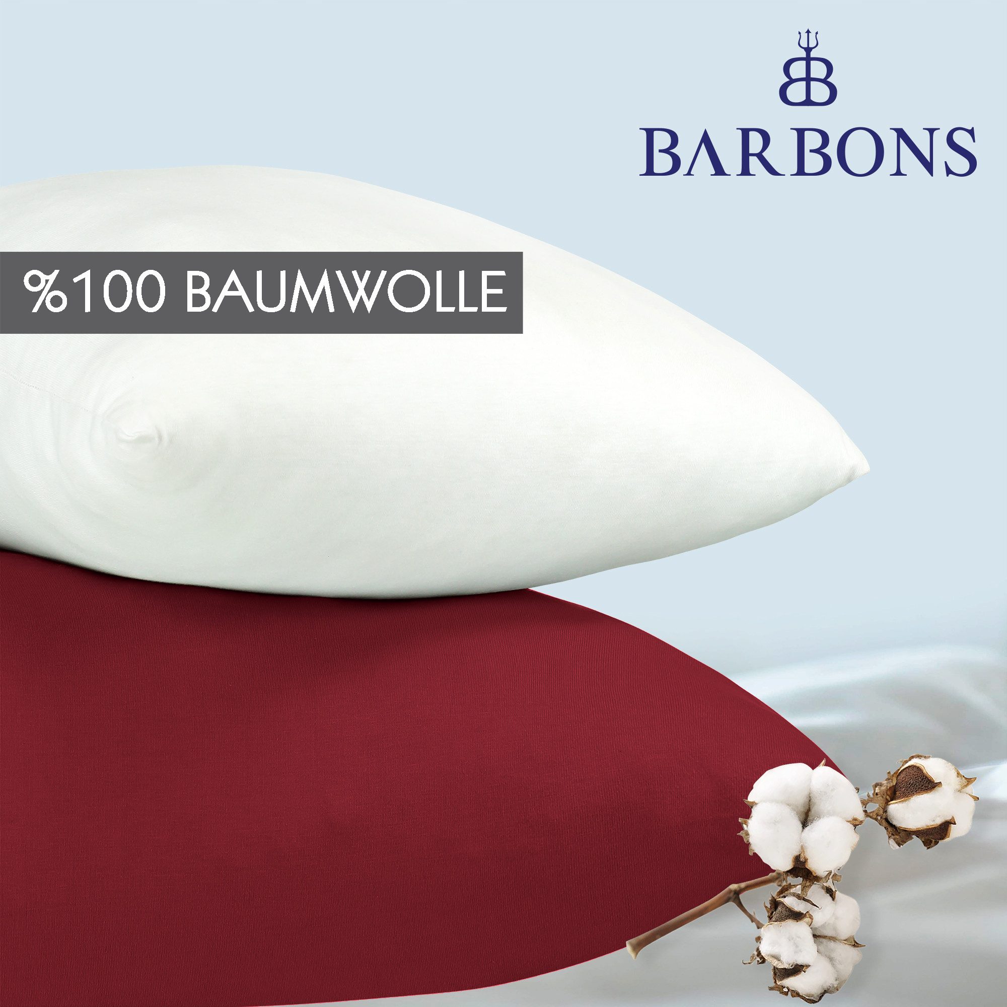 BARBONS Kissenbezug 100% Baumwolle Kissenbezug, weiche Kopfkissenbezug, Kissenhülle, (2 Stück), 165 g/m², Jersey