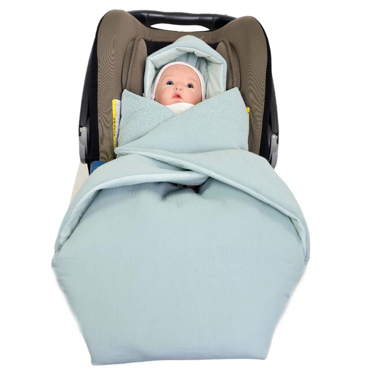 Babydecke Einschlagdecke Musselin graublau/pastellgrün, HOBEA-Germany, 3- günstig online kaufen