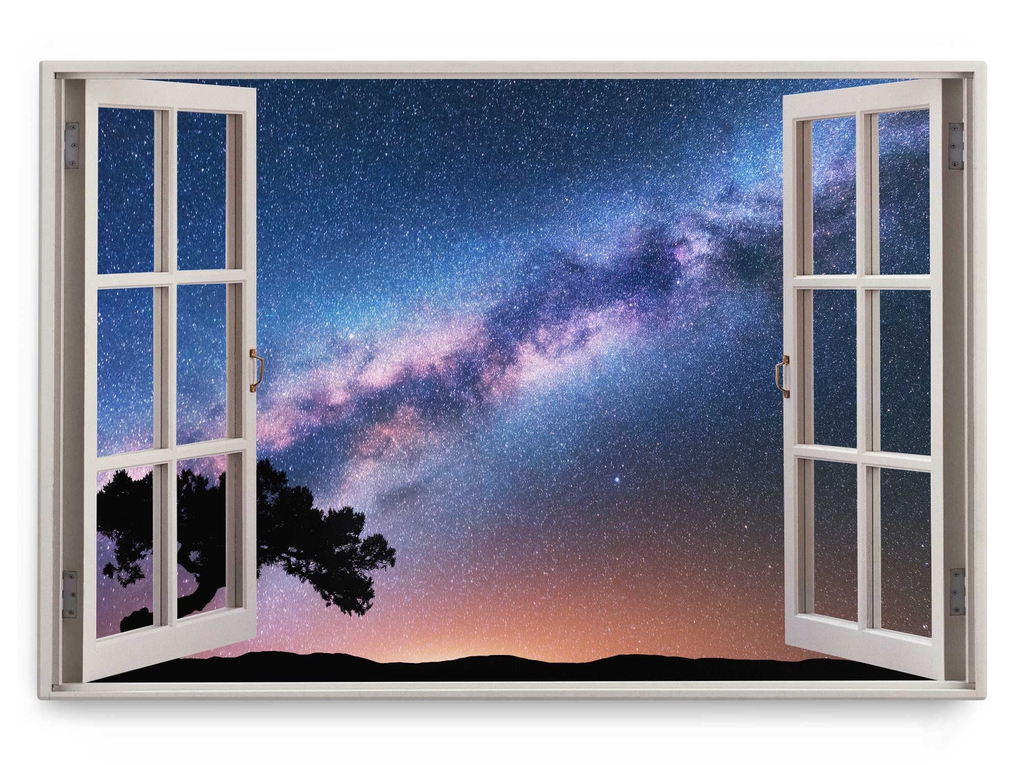 Sinus Art Leinwandbild Wandbild 120x80cm Fensterbild Astrofotografie Sternenhimmel Nachthimme, (1 St)