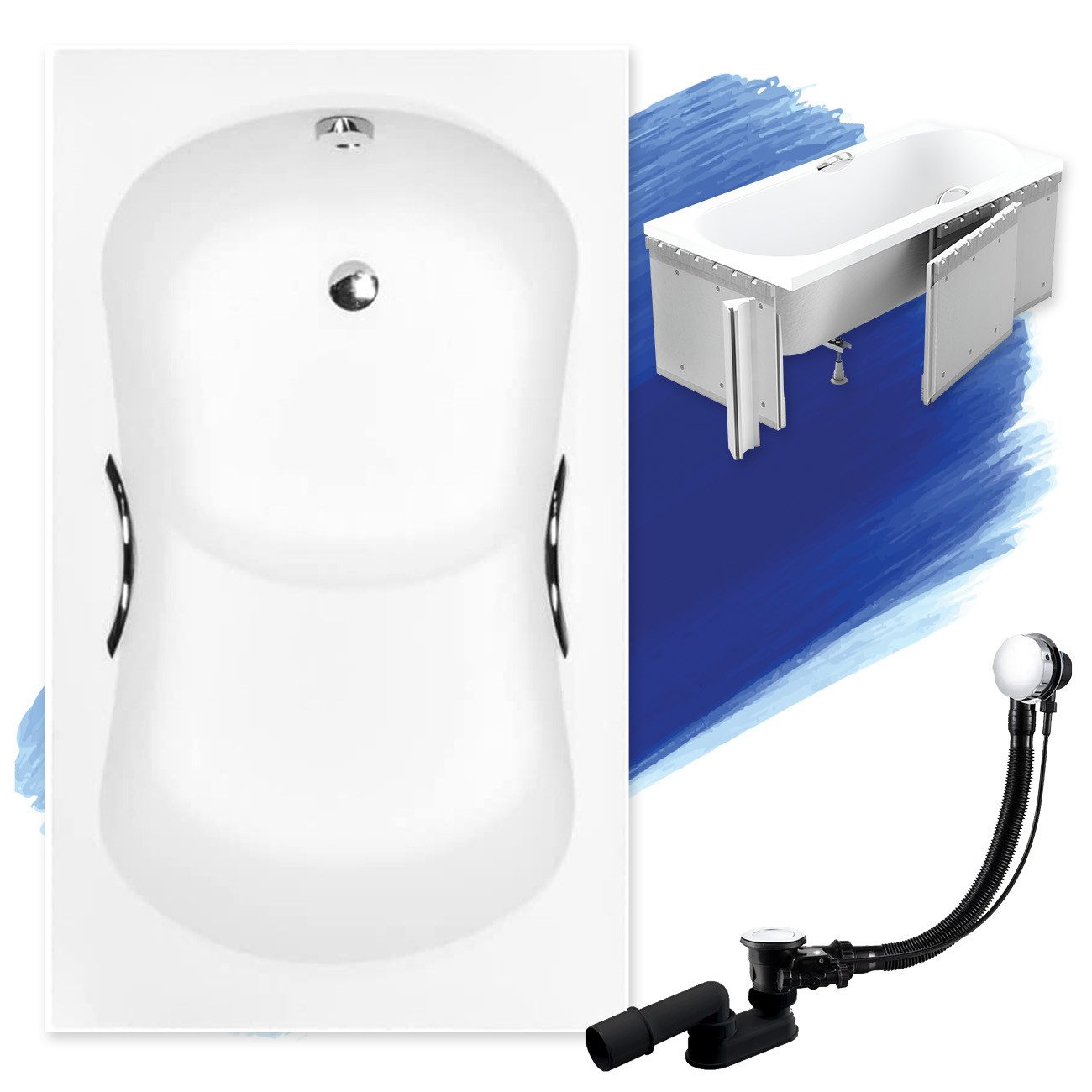 KOLMAN Badewanne Rechteck Aria 120x70, Ablaufgarnitur günstig online kaufen