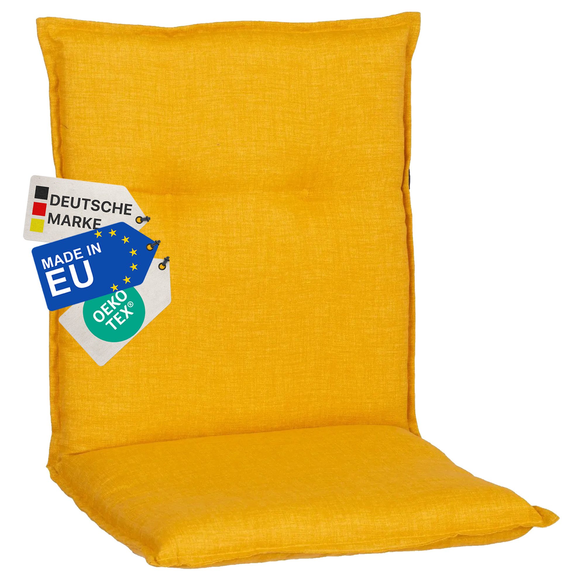 NYVI Sitzauflage Niedriglehner Auflage Barcelona Gartenstuhlauflagen 100x50cm, (1 St), Niederlehner Stuhlauflage Sitzauflage mit Halteband